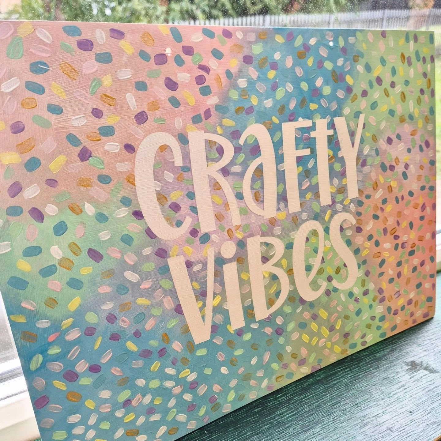 I love creating stencil based artwork! Removing the vinyl stencil at the end, rather than using it in the traditional way, gives such a fun effect! It's like the stencil becomes part of the artwork rather than just a tool.