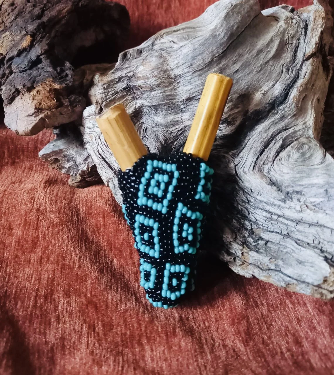Handmade KURIPE applicator from the Jungel of Brazil, Raven