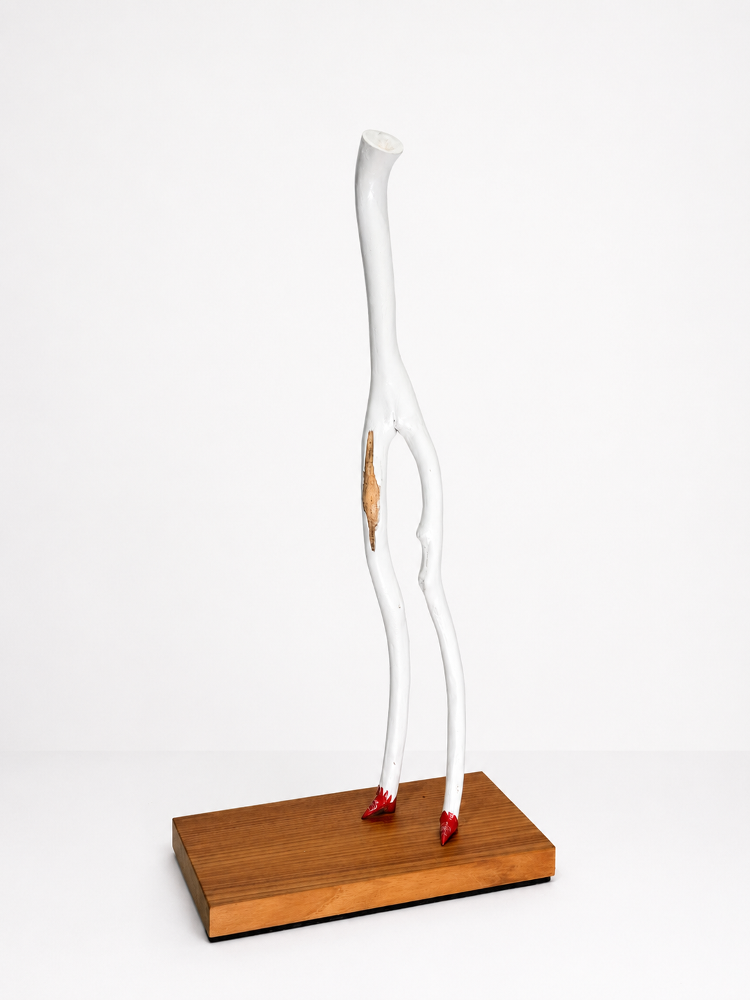 Lady with Long Legs / 2018-2022 / Materials: Garden clippings, paint, wine bottle foil,  wood base