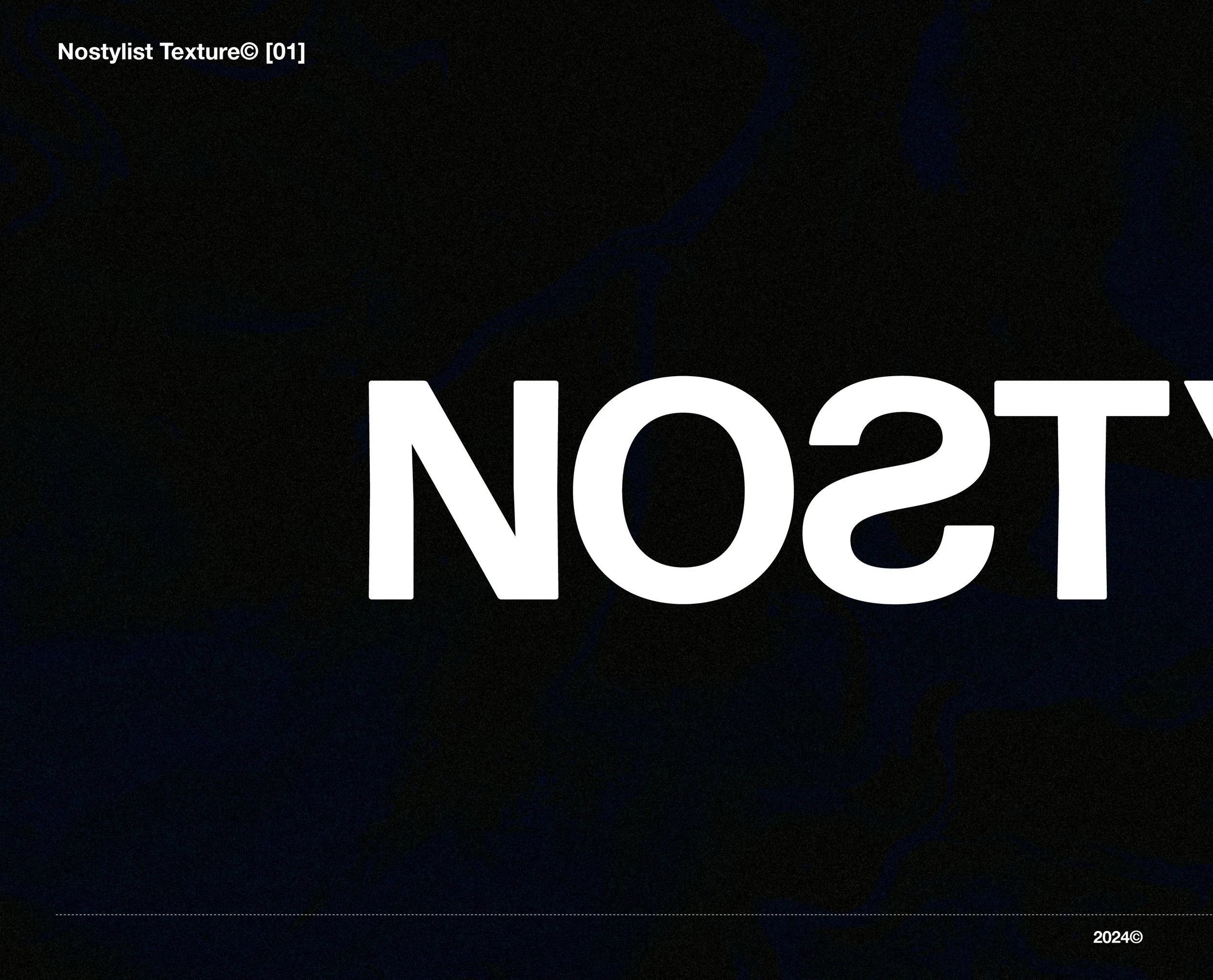 Dark background with faint blue line patterns and the words in large white and smaller text 'Nostylist Texture© [01]', with a small branding and copyright mark at the bottom right corner.