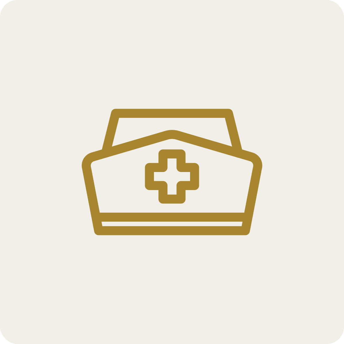 Outline of a first aid kit with a medical cross symbol on it.