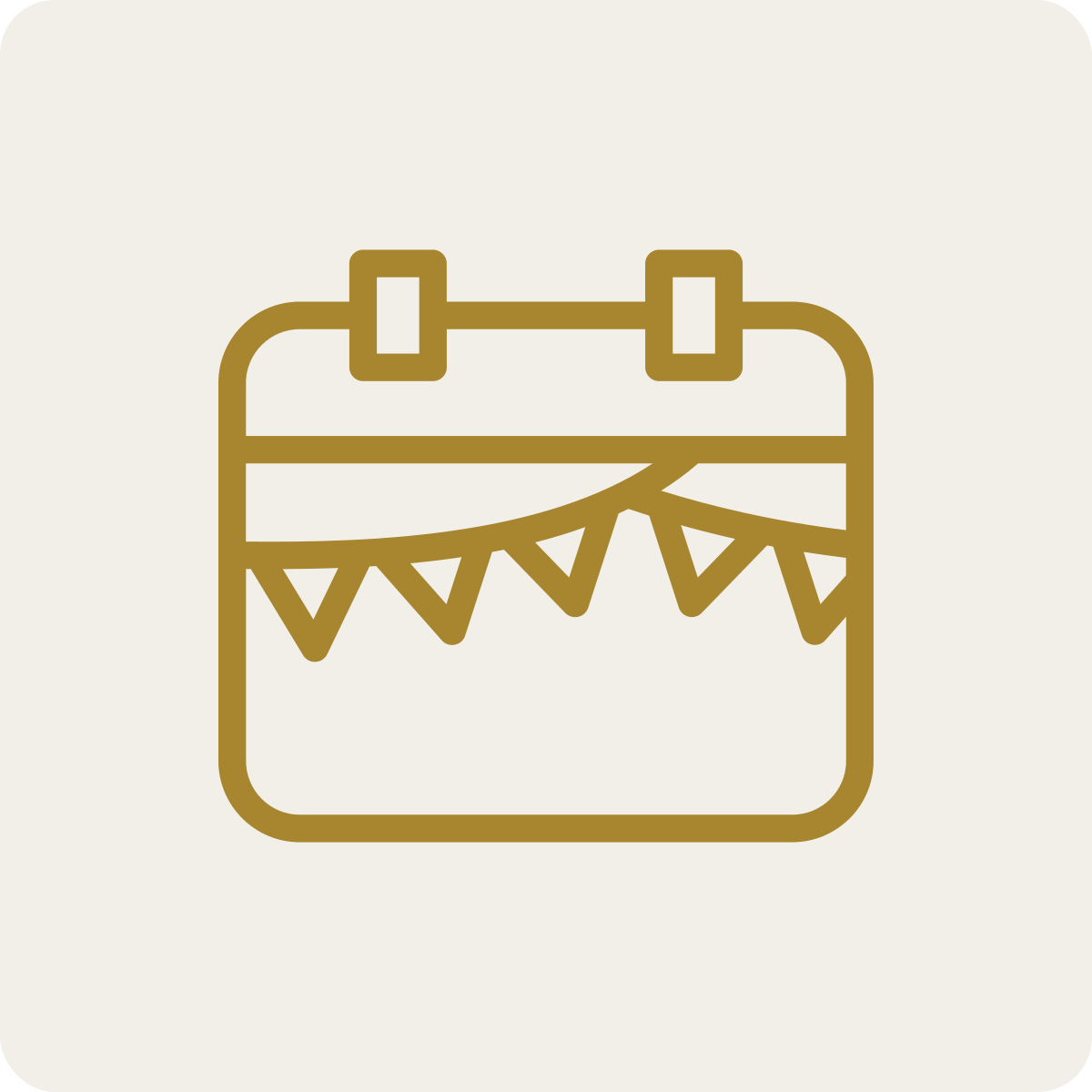 Icon of a small suitcase with bunting decorations hanging from a string across the top.
