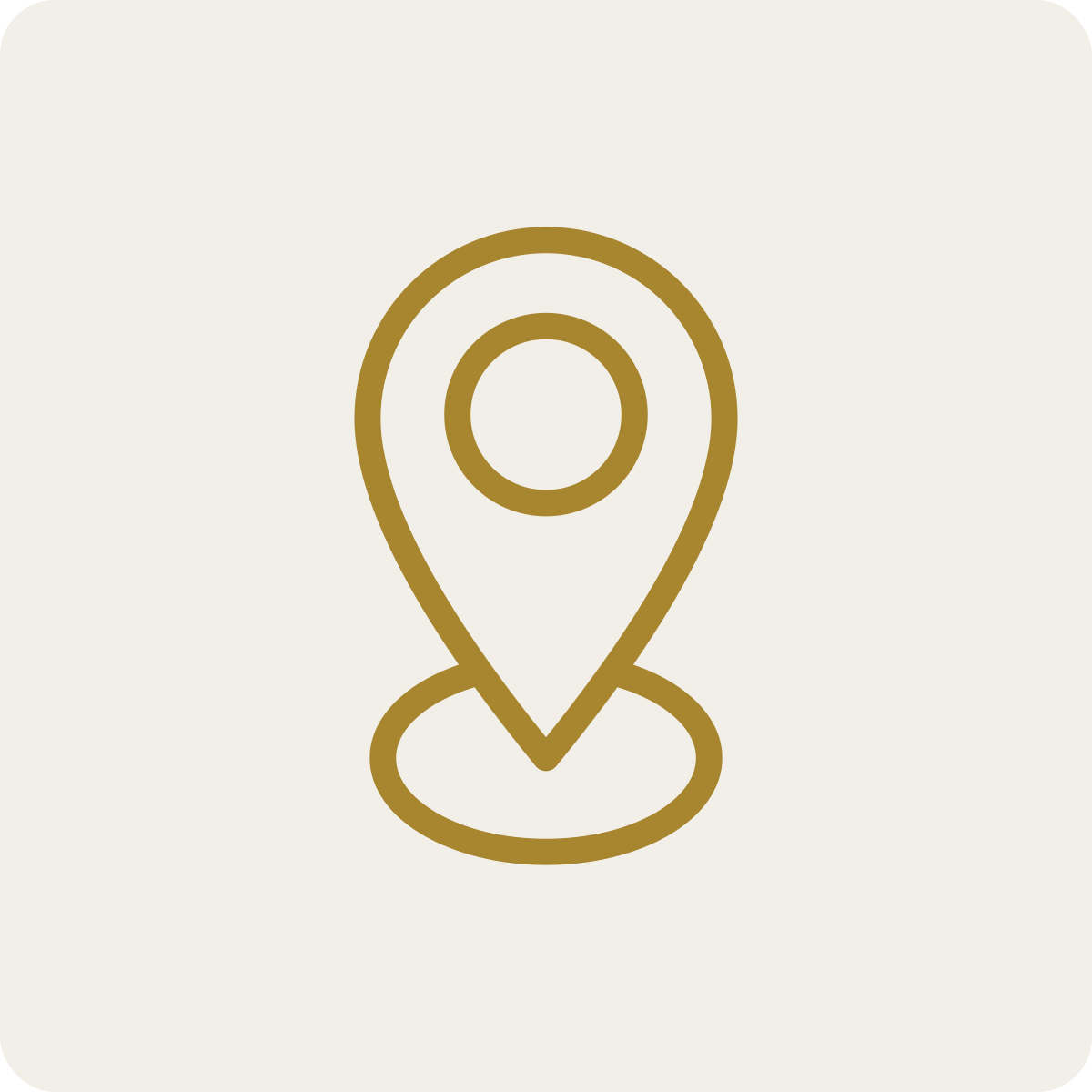 Gold location pin icon on a light background.