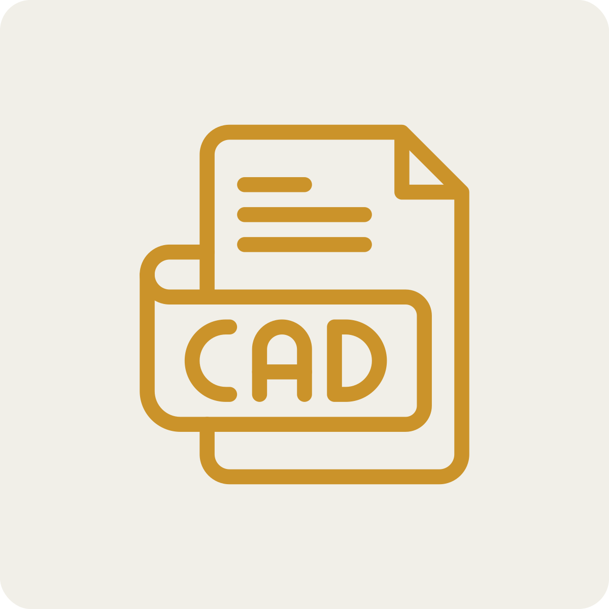 Icon of CAD files for computer-aided design on light background.