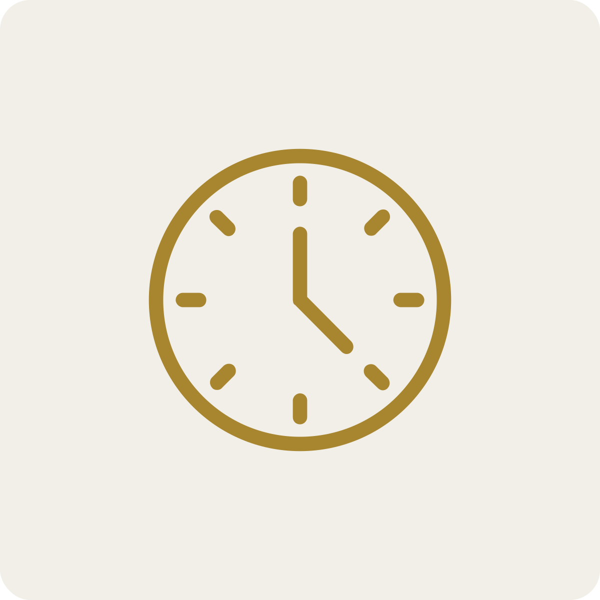 Clock showing the time as 3:00.