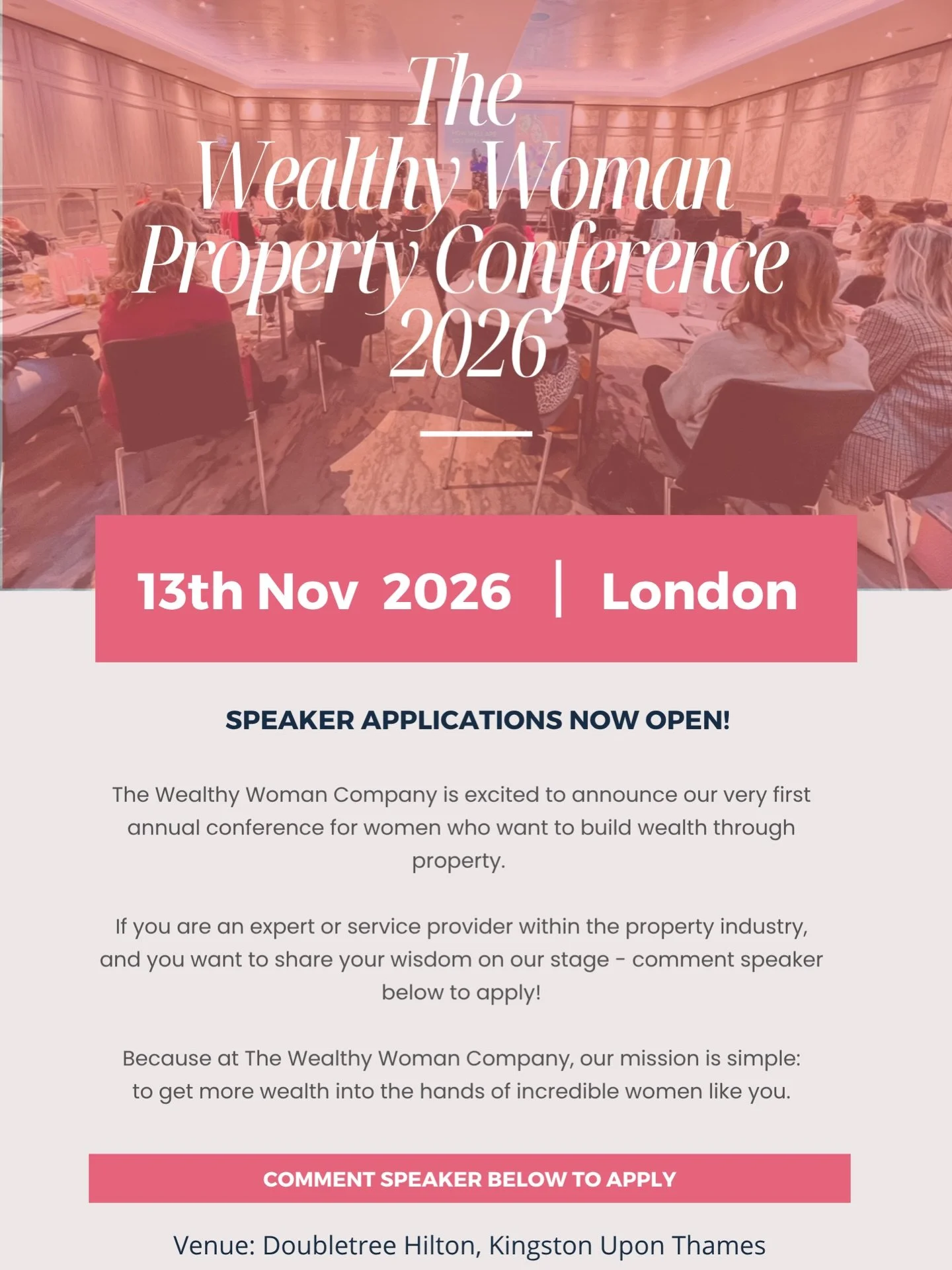 We are so excited to announce our first-ever conference dedicated to women building wealth through property.
And&hellip; speaker applications are officially now OPEN 🎤✨
If you&rsquo;re a: &ndash; Property investor &ndash; Developer &ndash; Finance o