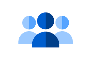 Silhouette of five people, with one in the front and the other four behind, against a white background.