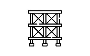 Outline of a small wooden crate or box with slatted sides and a flat top.