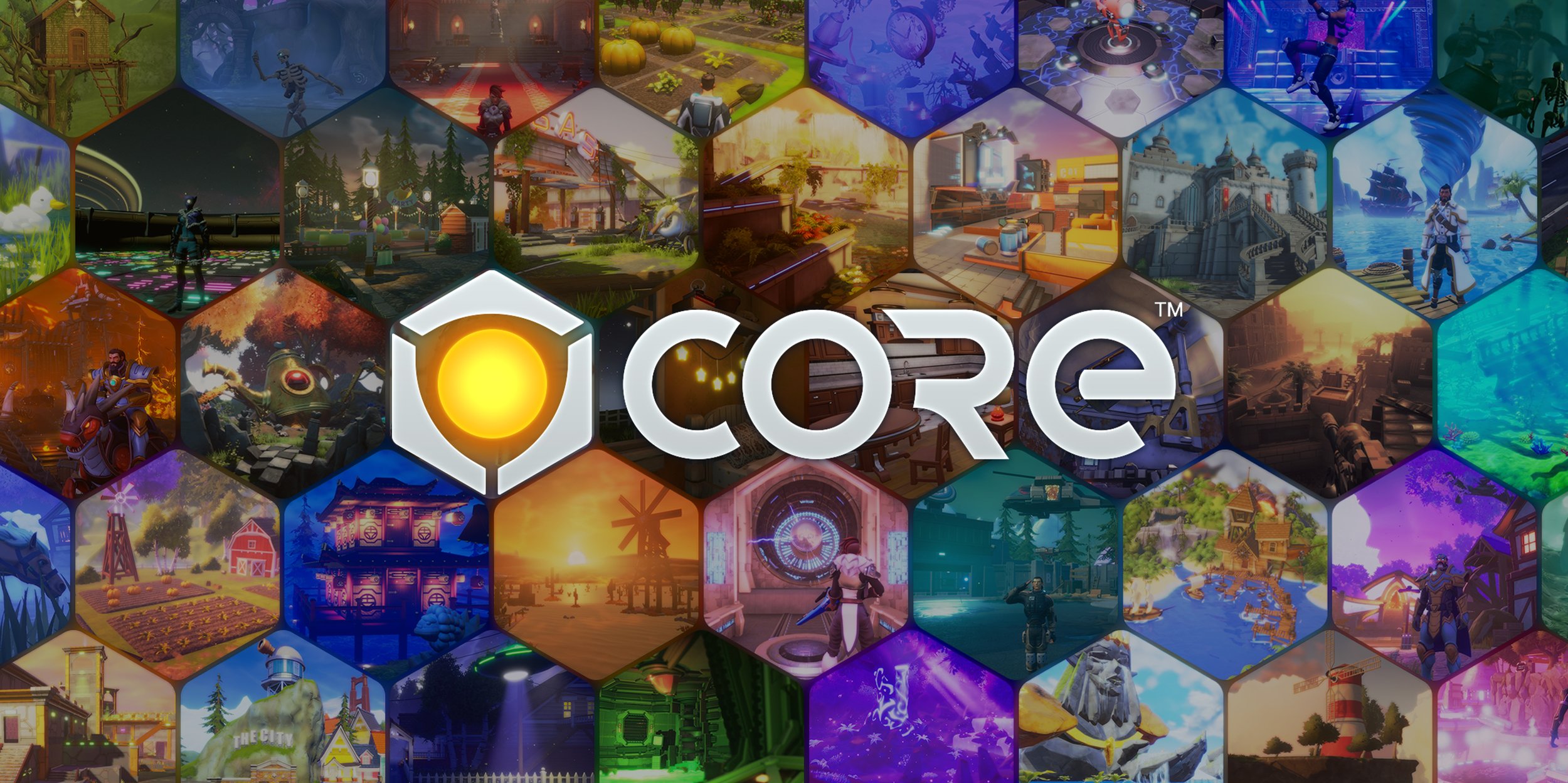A collage of colorful images from the video game platform, with the CORE logo in the center.