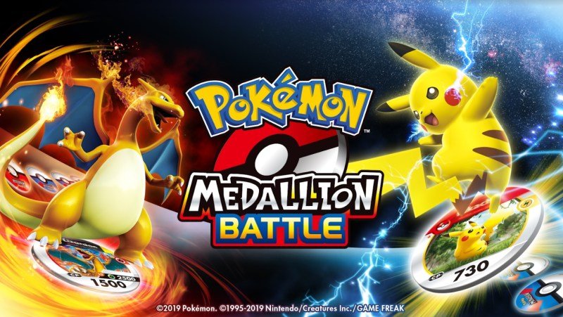 Pokémon Medallion Battle video game cover featuring Pokémon Charizard and Pikachu.