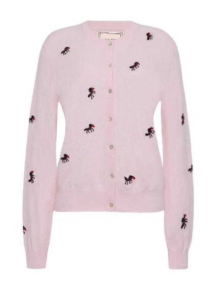 Horse Motif 100% Cashmere Classic Cardigan