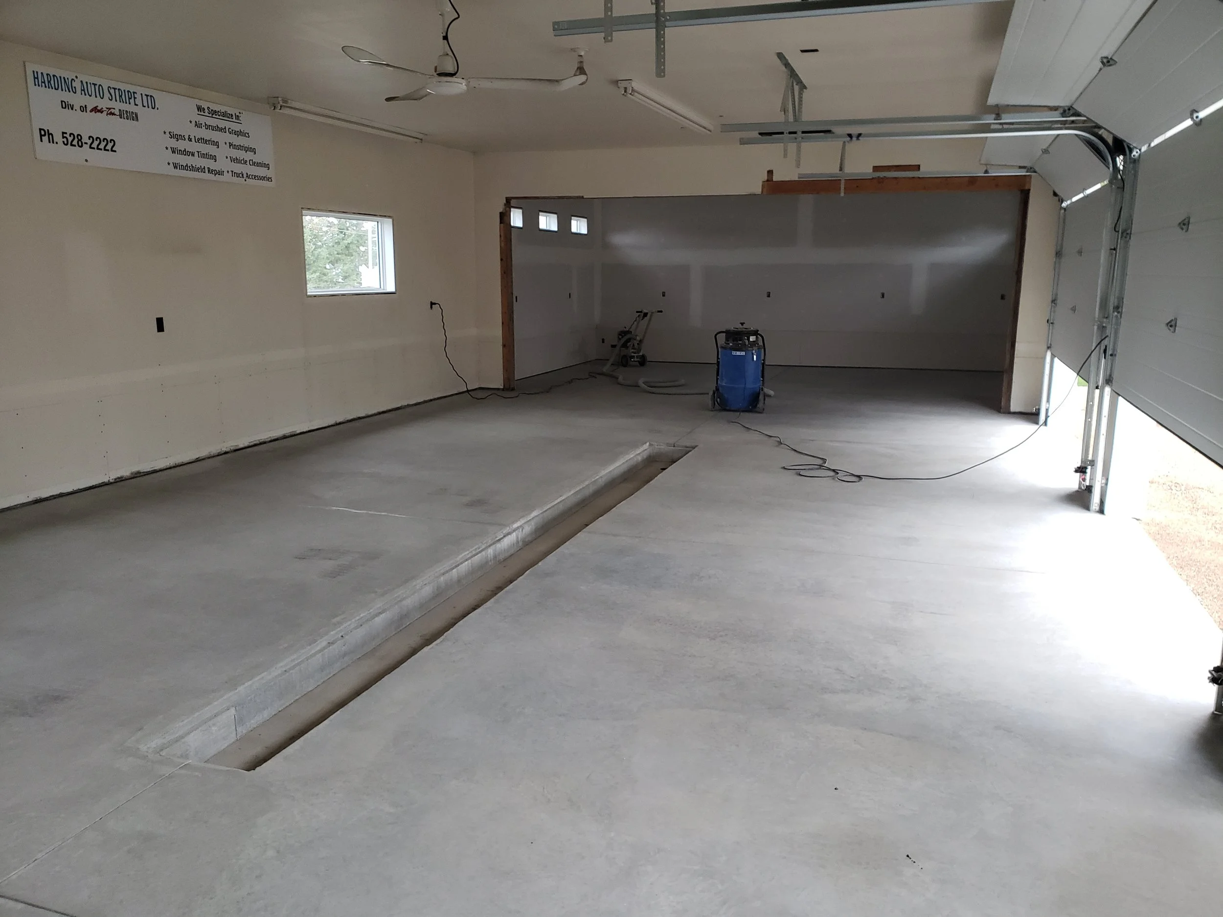BEFORE - Bare concrete grinded.