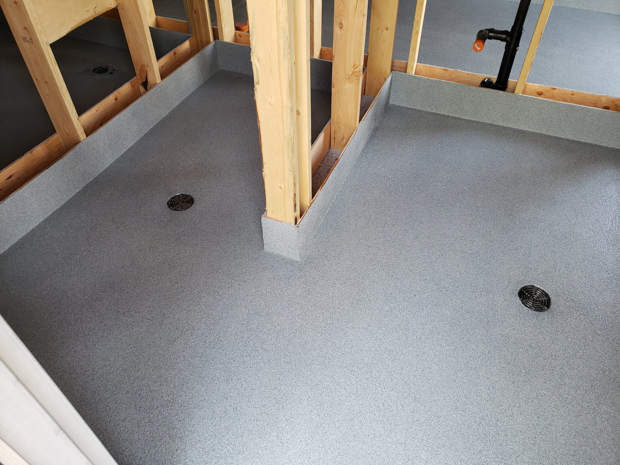 Finished in Pepper Frost Anti-Slip Quartz Stone.