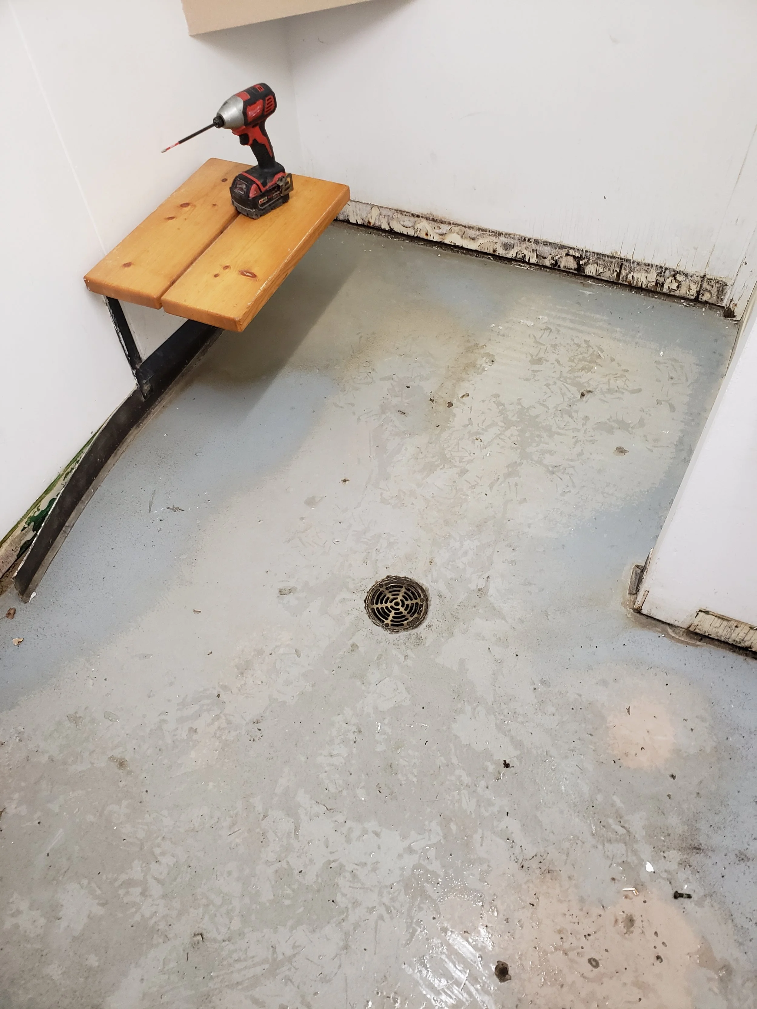Provincial Park bathrooms, before coating. 