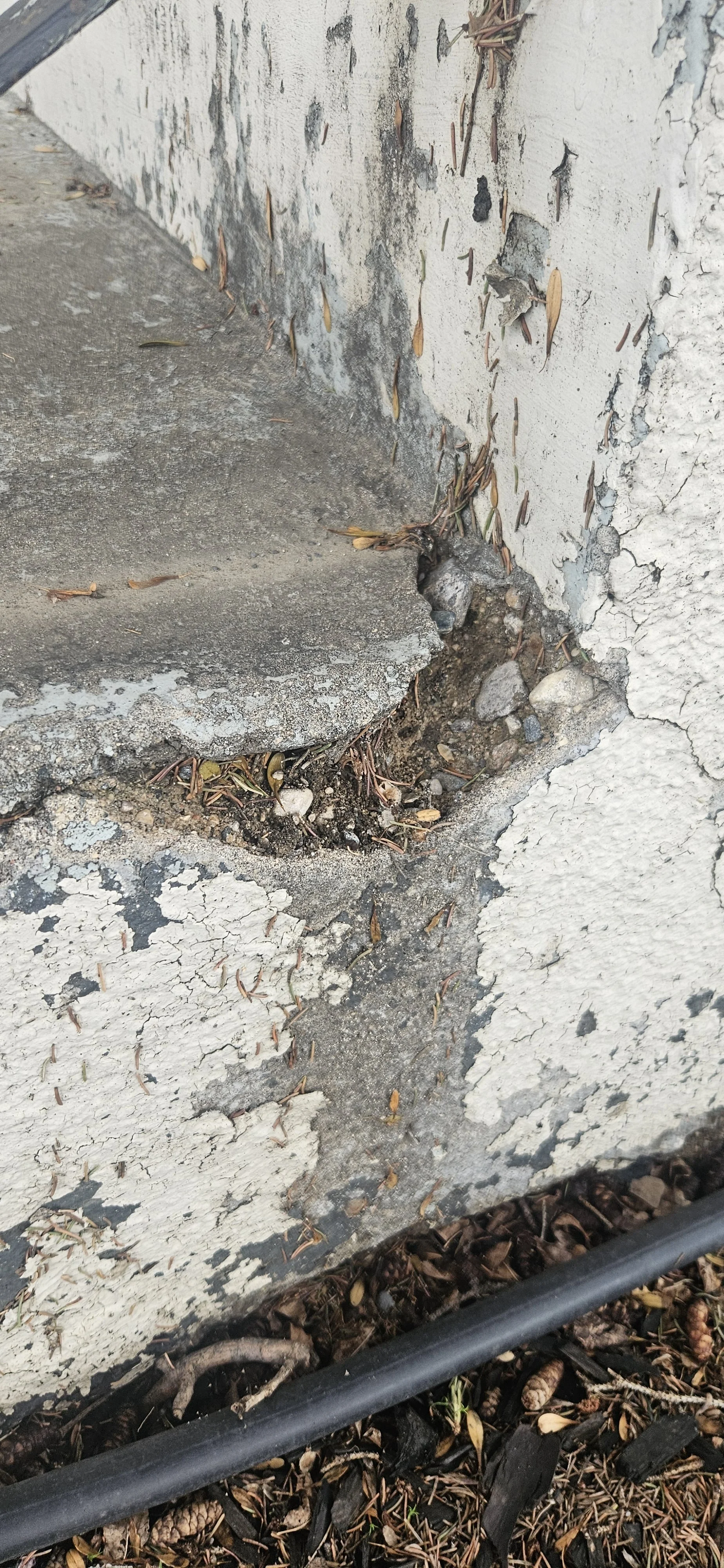 BEFORE - Large cracks and damage.