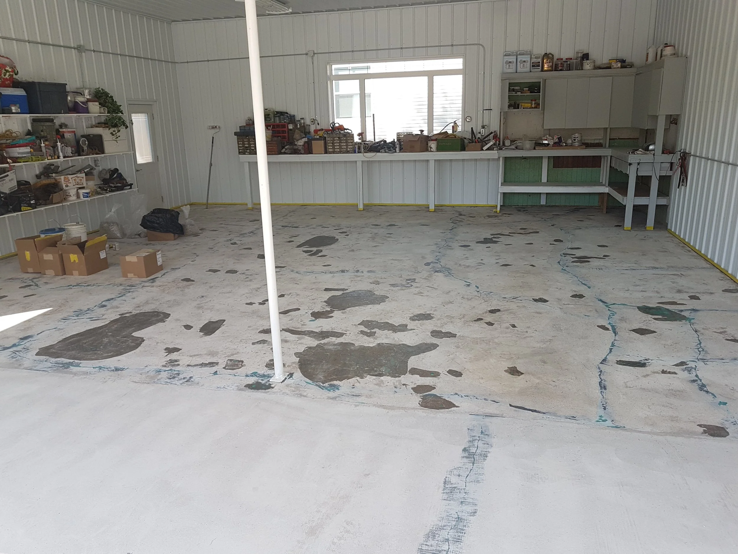 BEFORE - Cracks repaired and grided