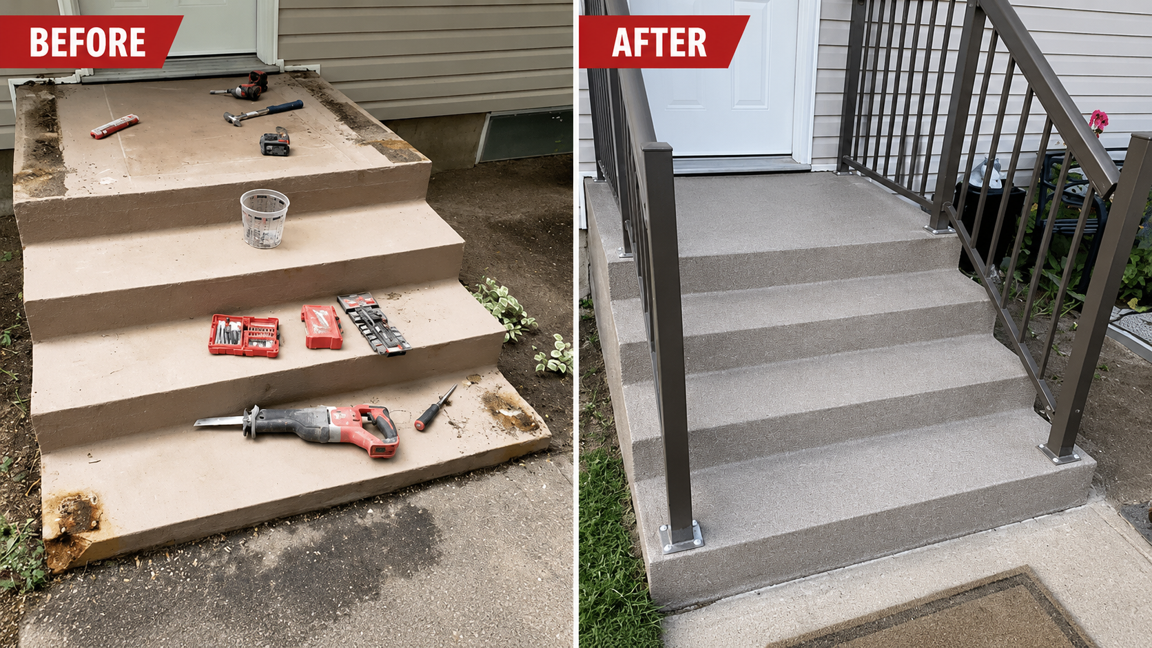 Front Steps - Anti-Slip Quartz Stone - Saskatoon, SK