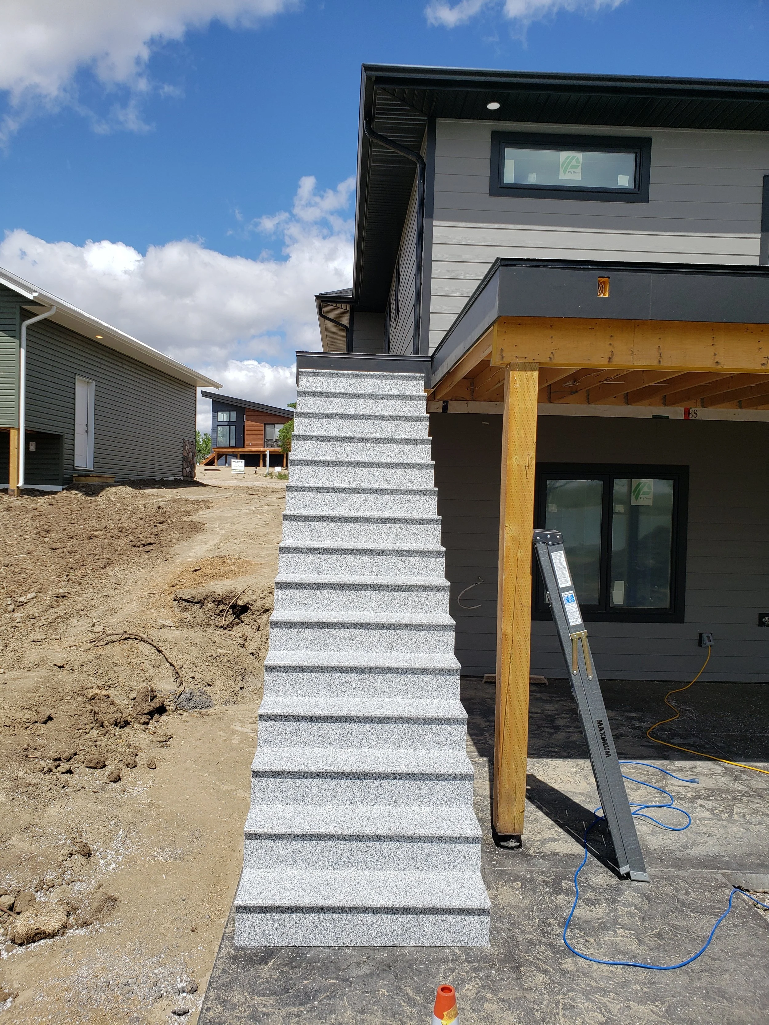 full flake broadcast polyaspartic coating deck steps. 