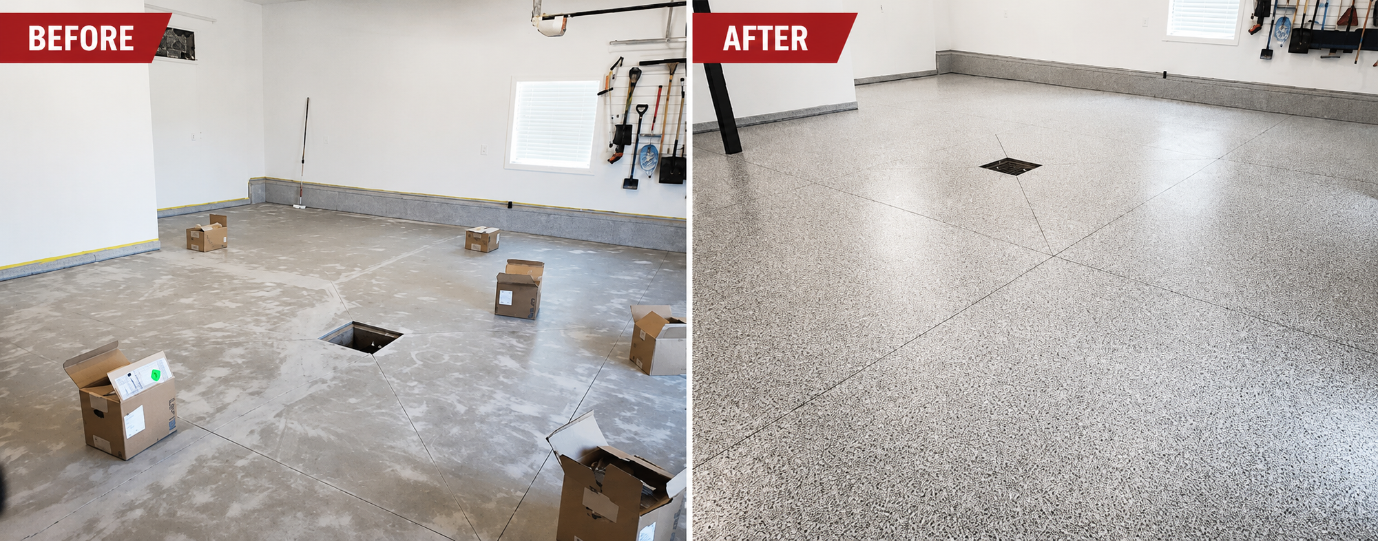 Garage Floor - Polyaspartic Full Chip Broadcast - Saskatoon, SK