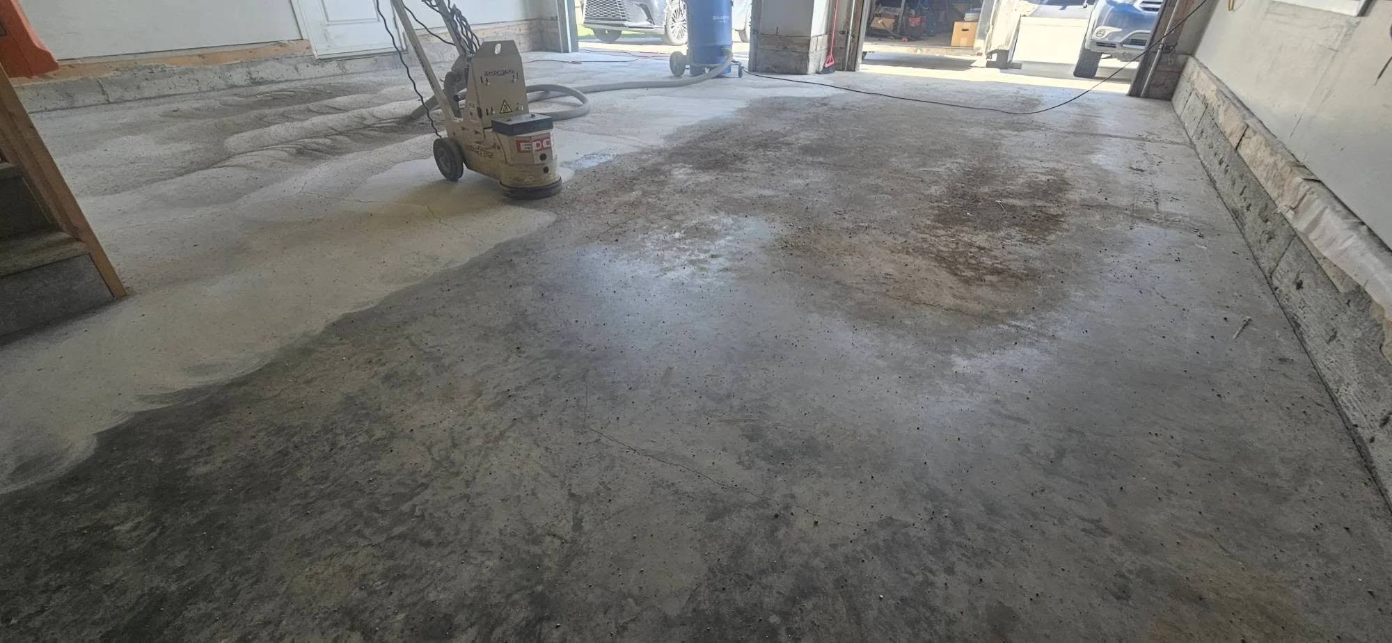 BEFORE - Grinding and repair in progress.