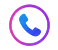 Icon of a phone inside a circular frame with a purple neon border.