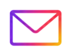 Colorful envelope icon with a gradient of purple, pink, and red.