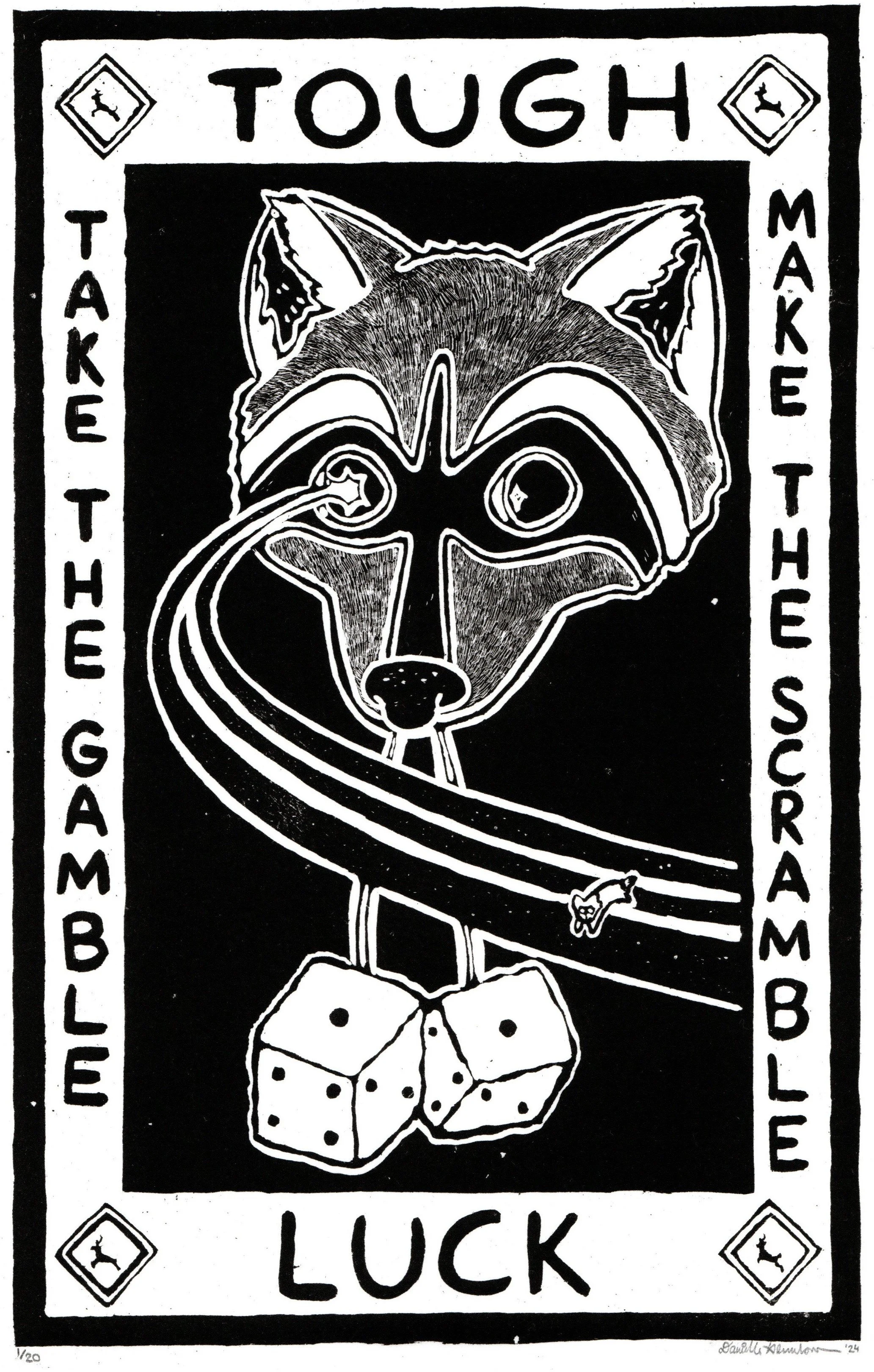 Tough Luck, 2024, stone lithograph, 11.5" x 7.75"