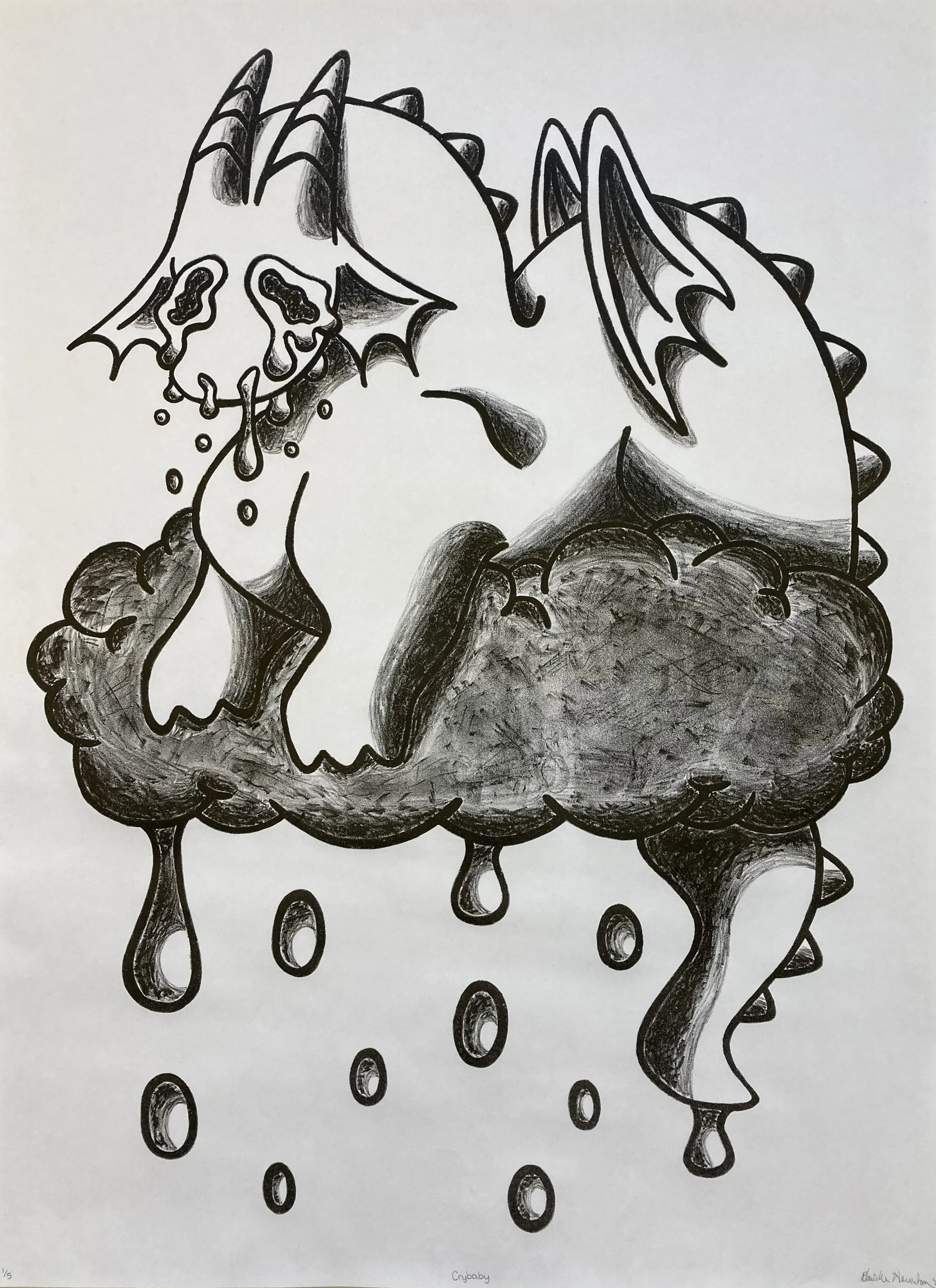 Crybaby, 2022, stone lithograph, 29.5" x 21.5"