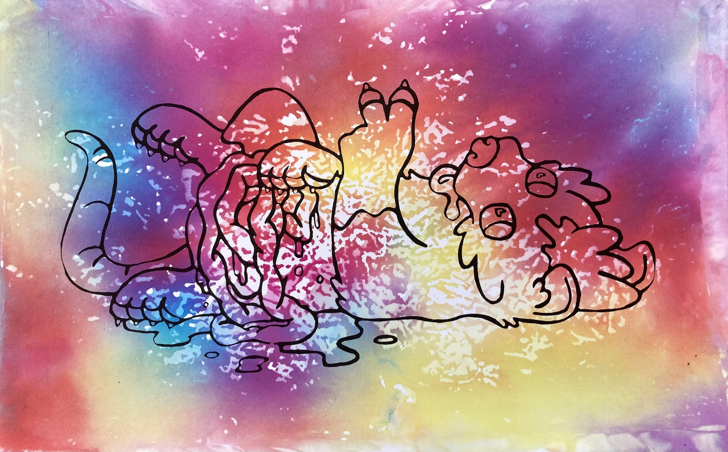 Peace Out, 2023, stone lithograph, 6.5" x 10.5"
