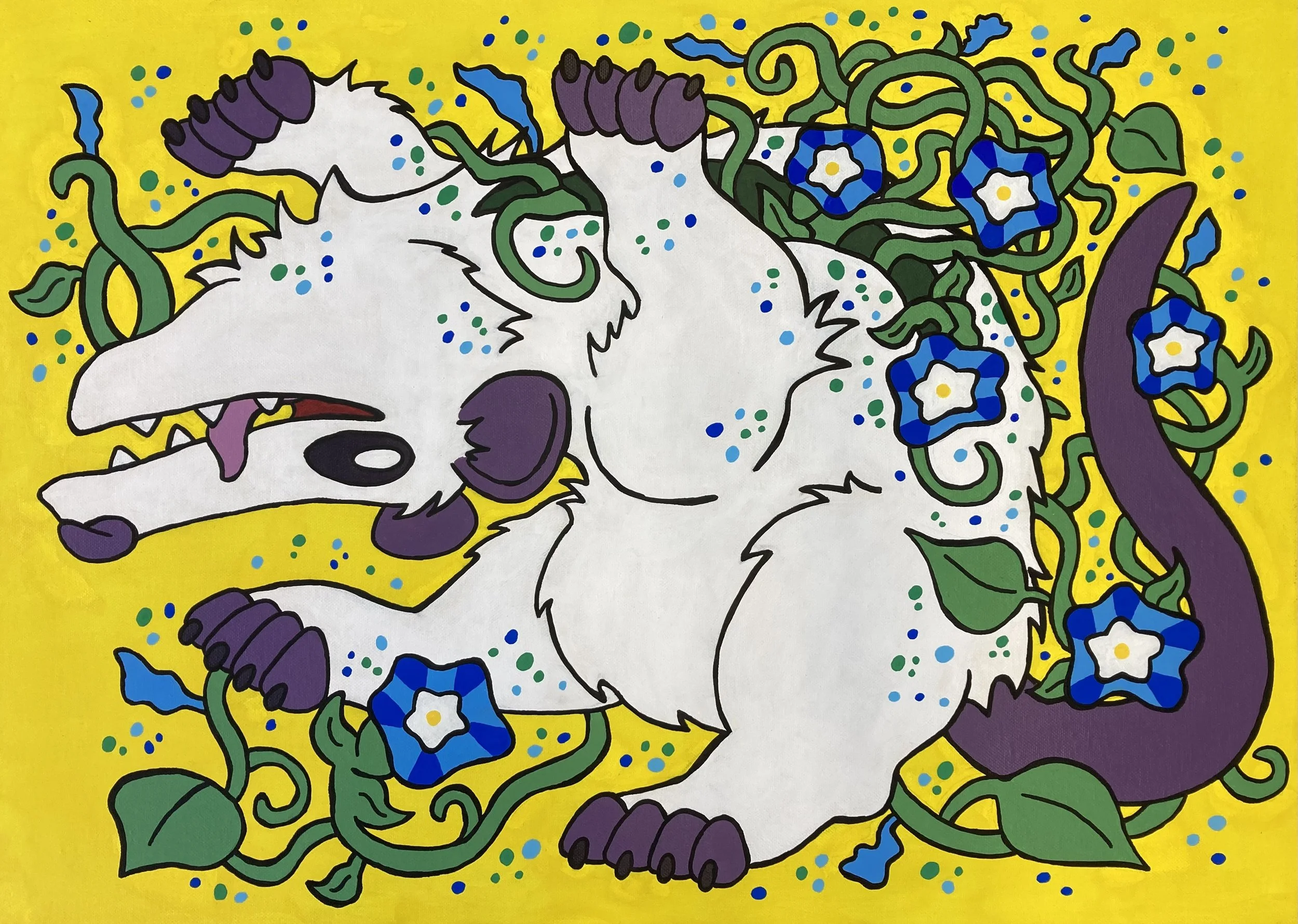 Garden of Guts, 2022, acrylic and paint marker on canvas, 19.75" x 27.5"