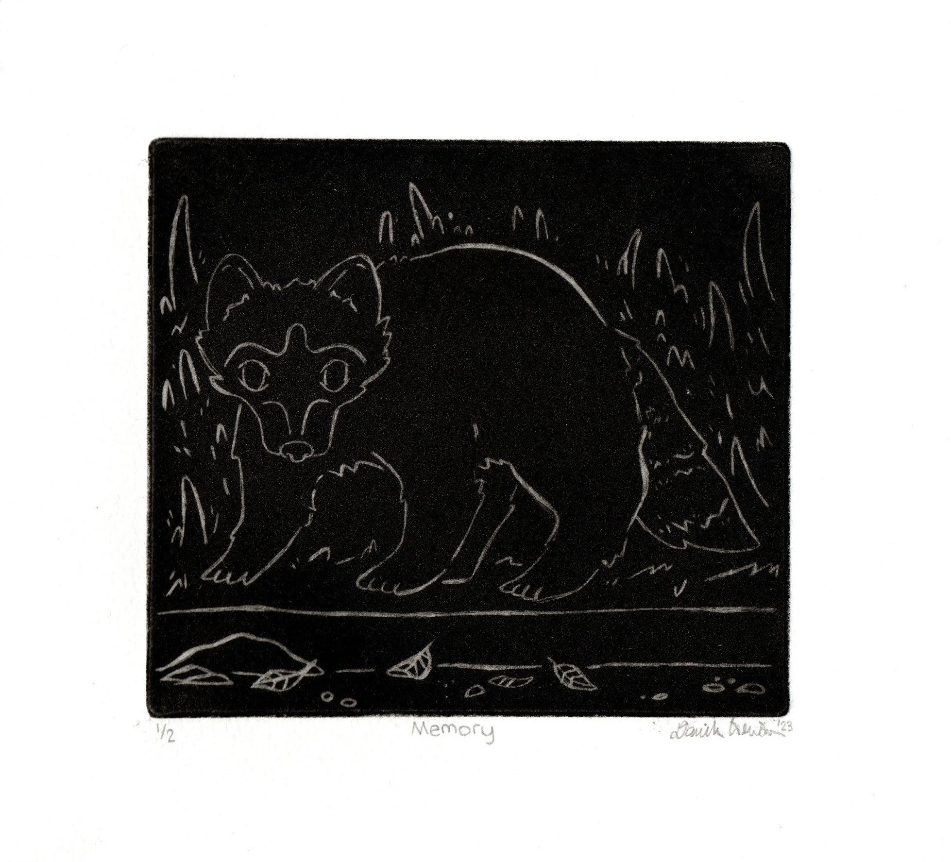 Memory, 2023, intaglio print, 6" x 6.5"