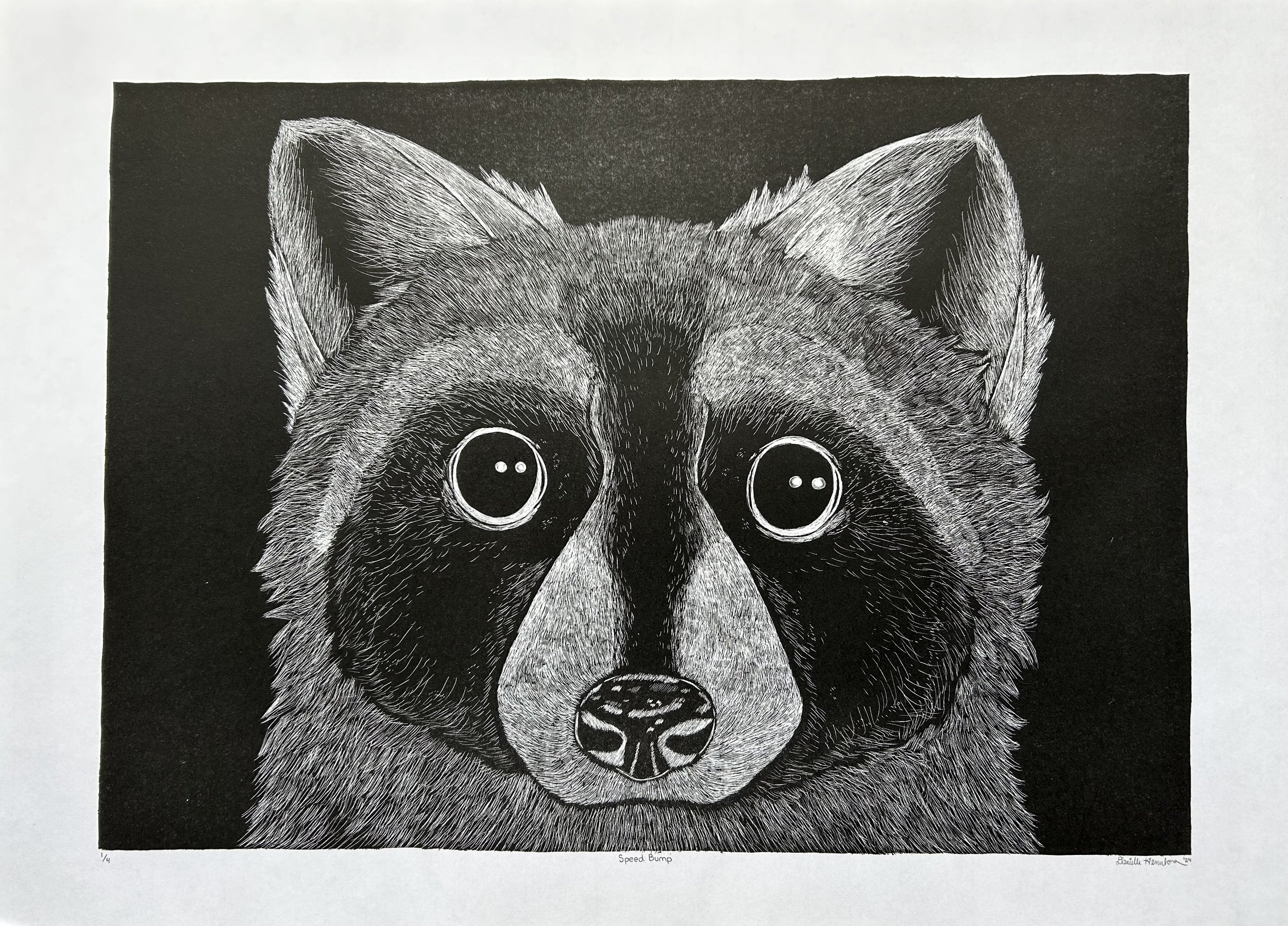 Speed Bump, 2024, stone lithograph, 15.5" x 21.5"
