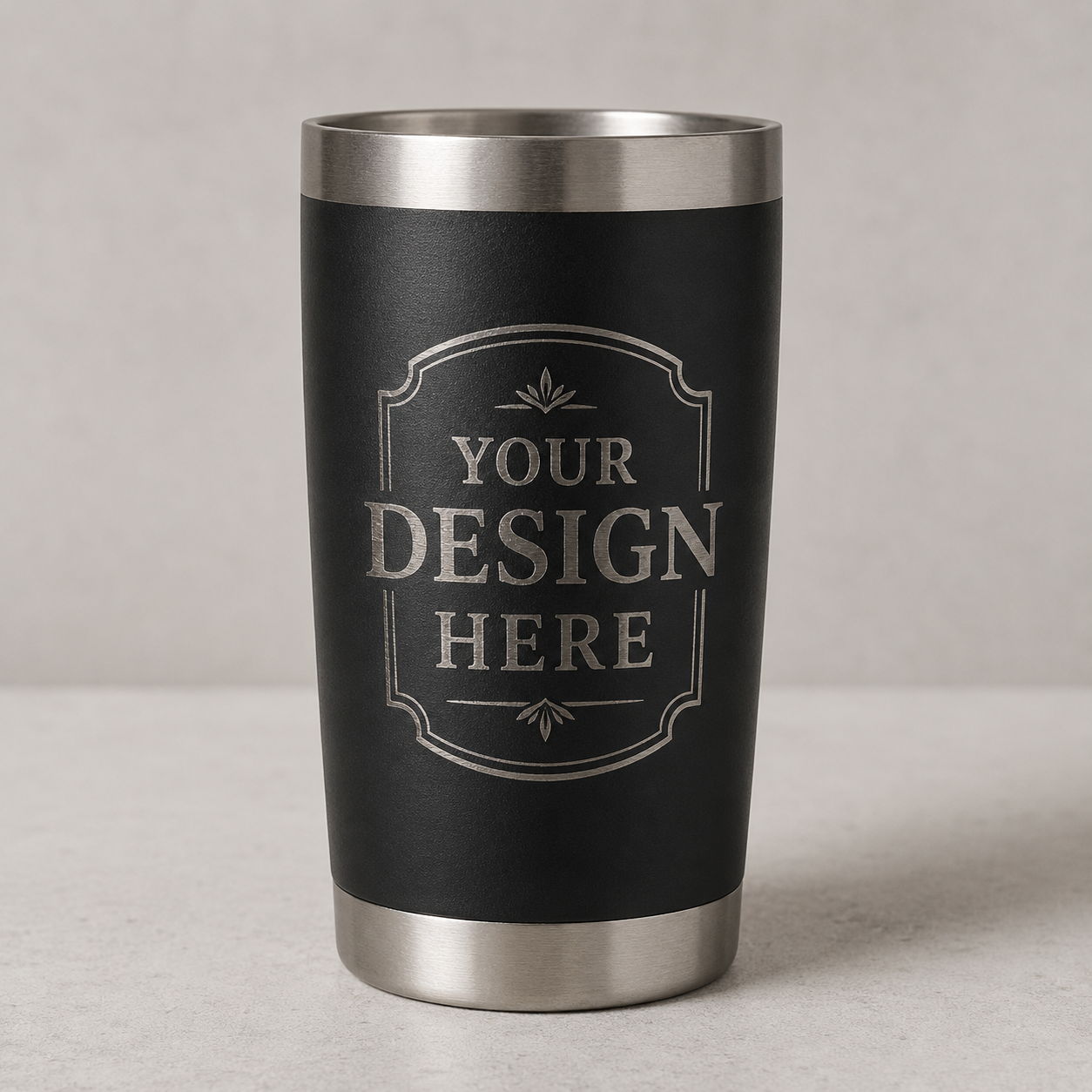 Custom Engraved 20oz Black Powder Coated Tumbler