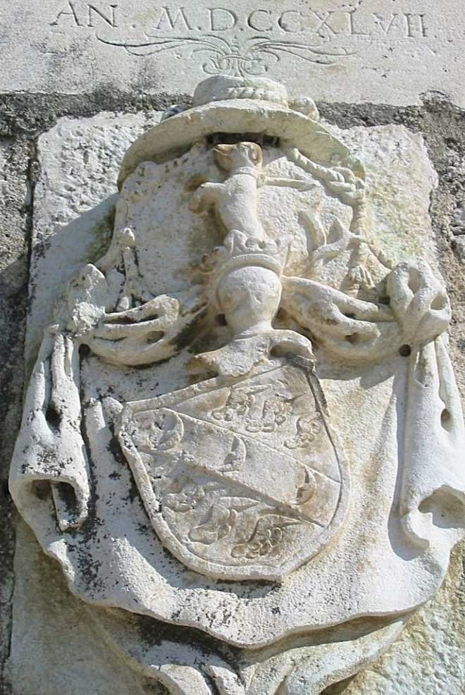 Bishop Petar Bakić's family crest, featuring a dog