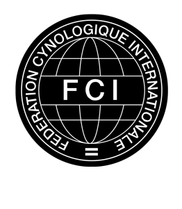 Logo of the Fédération Cynologique Internationale with a globe and text around it.