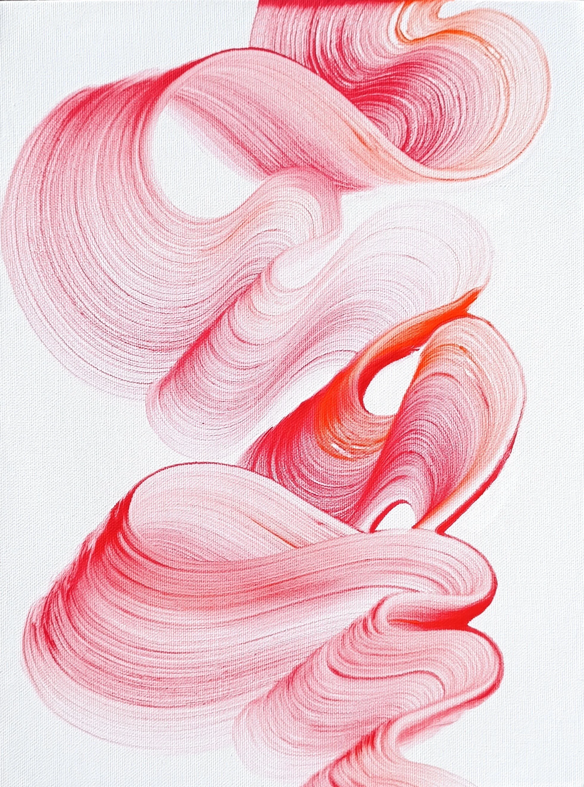 Hand-painted crimson red abstract wave painting, modern minimalist wall art on canvas Waves of Love