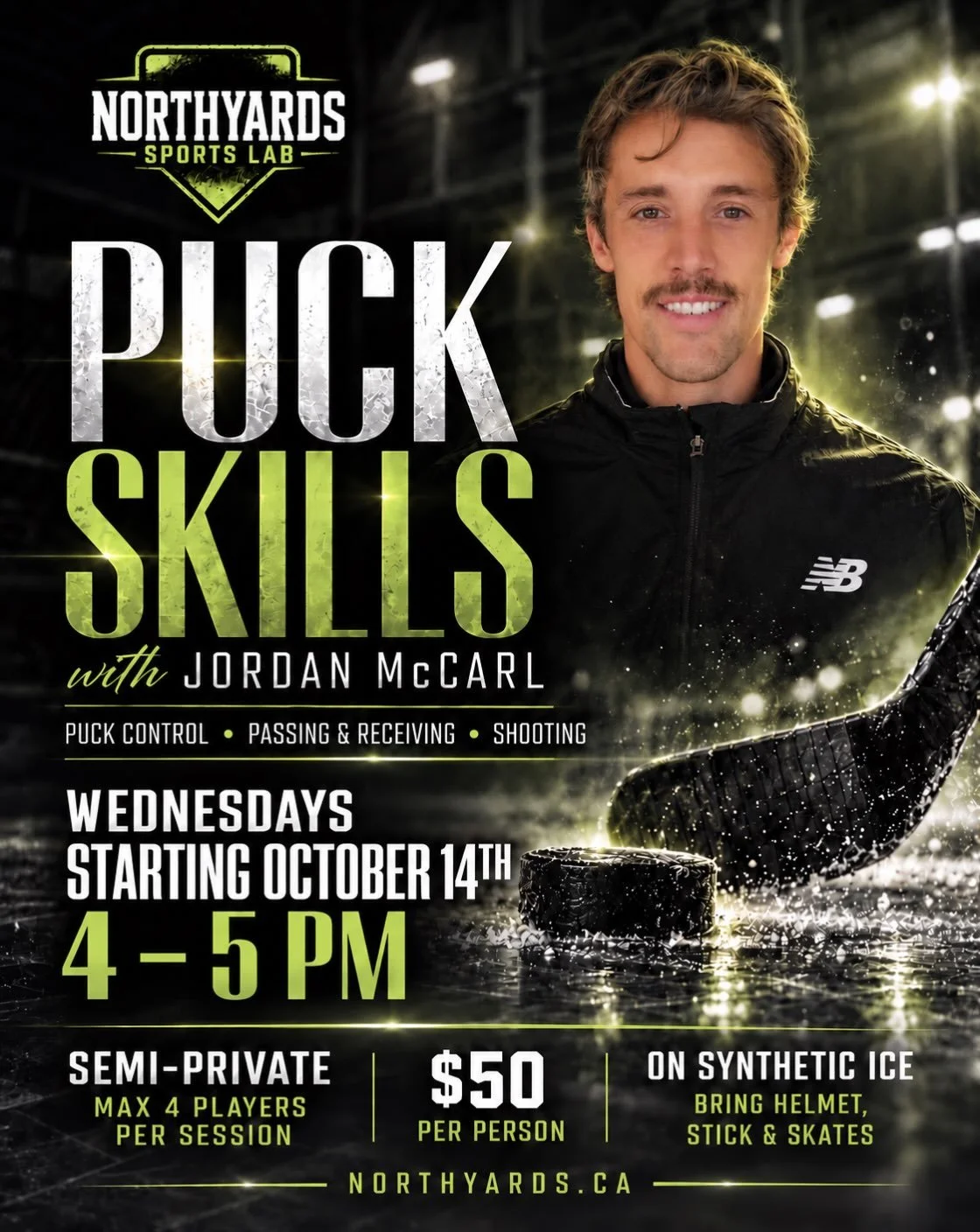 Ready to sharpen your game? 🏒

Join Jordan McCarl for Puck Skills on Northyards&rsquo; synthetic ice. As Squamish Minor Hockey&rsquo;s Technical Director of Hockey, Jordan knows many of the players in our community and can tailor the session to the 