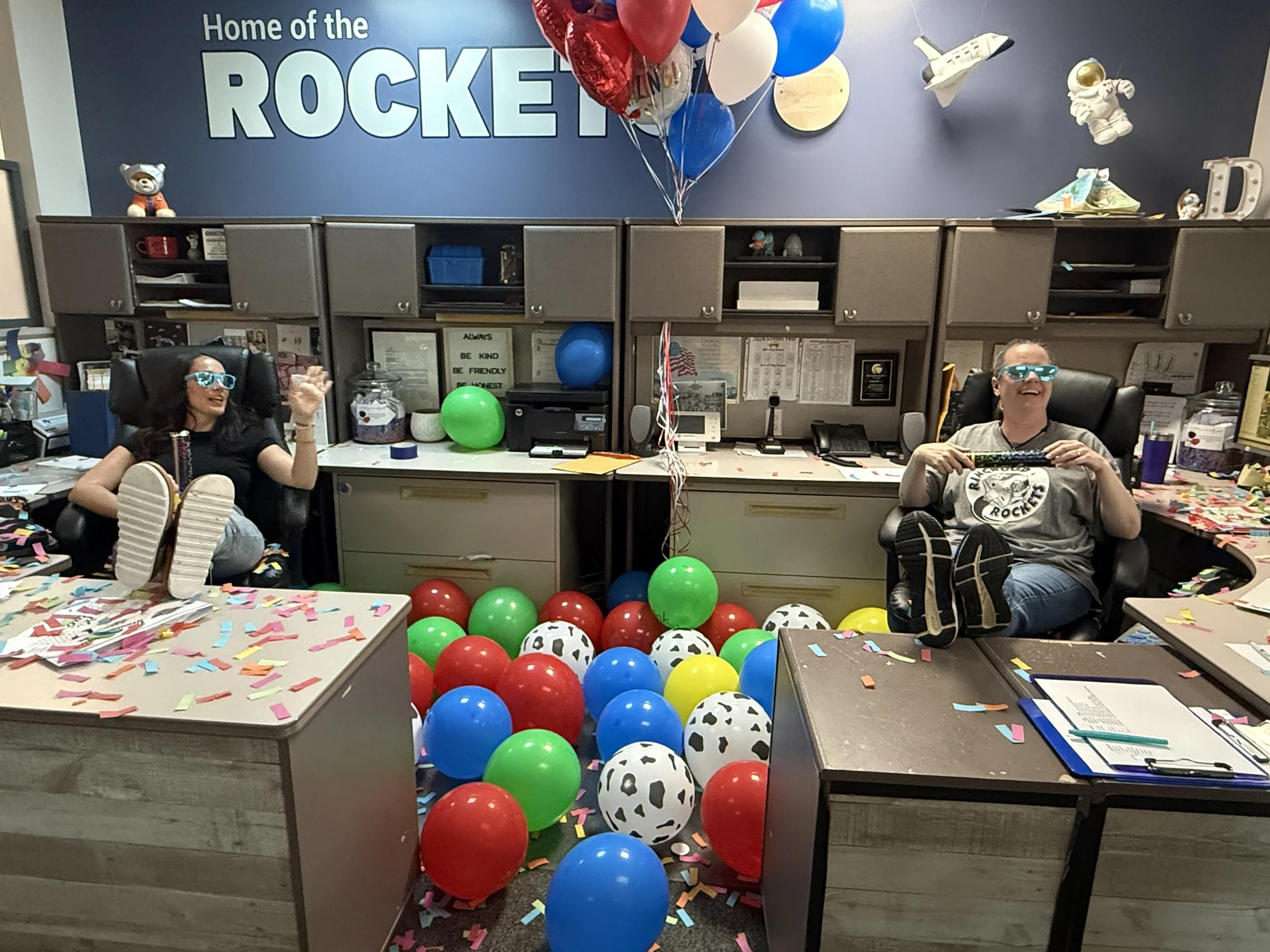 Balloons & Compliments!

I delivered balloons to teachers in the morning with one simple request: When a student visits the office, send them with a balloon and a compliment! By the end of the day, our office was filled with balloons, laughter, and t
