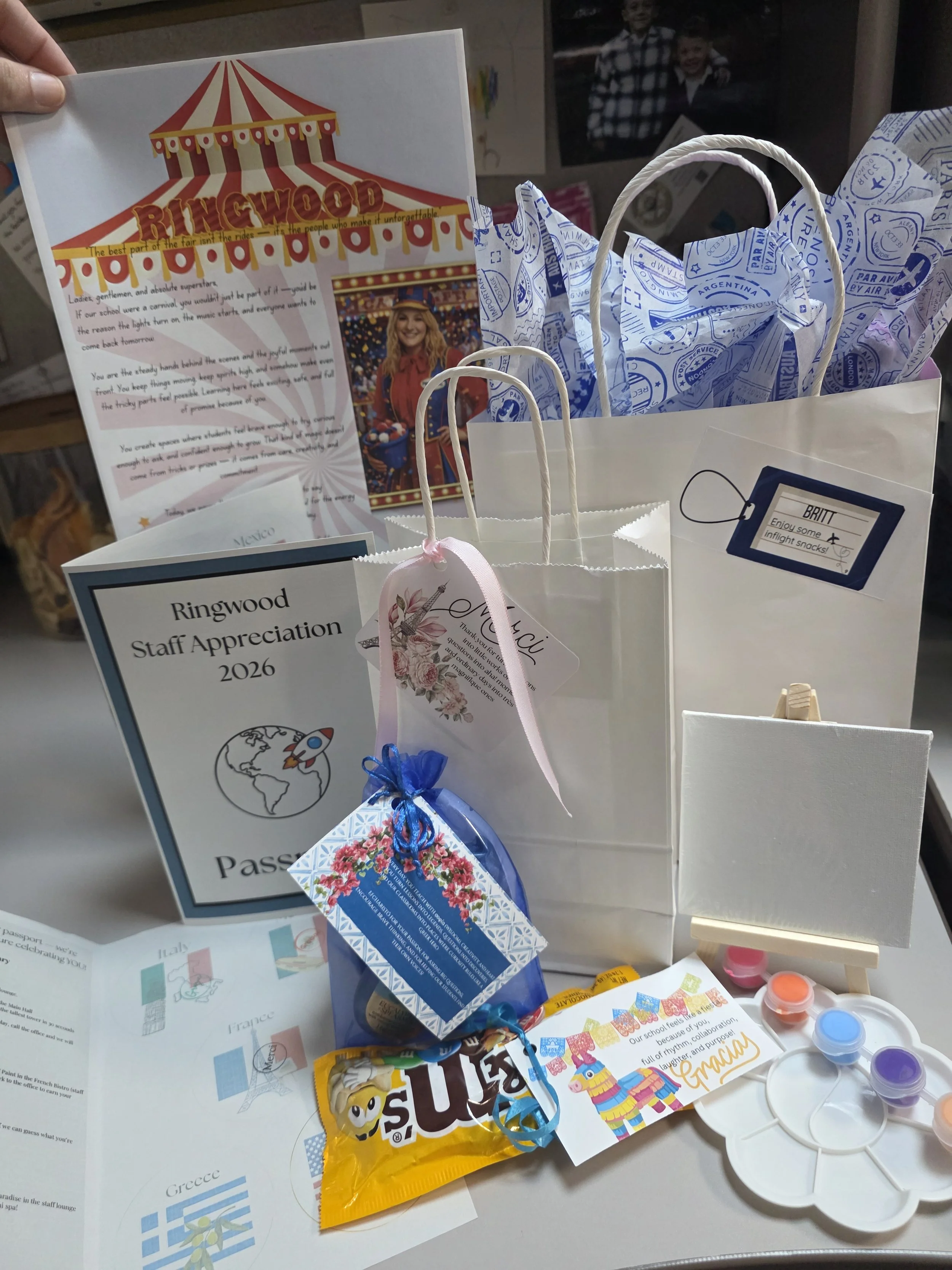 Around the World: Staff appreciation became a trip around the world, with a different country to celebrate each day through themed treats, surprises, and activities.