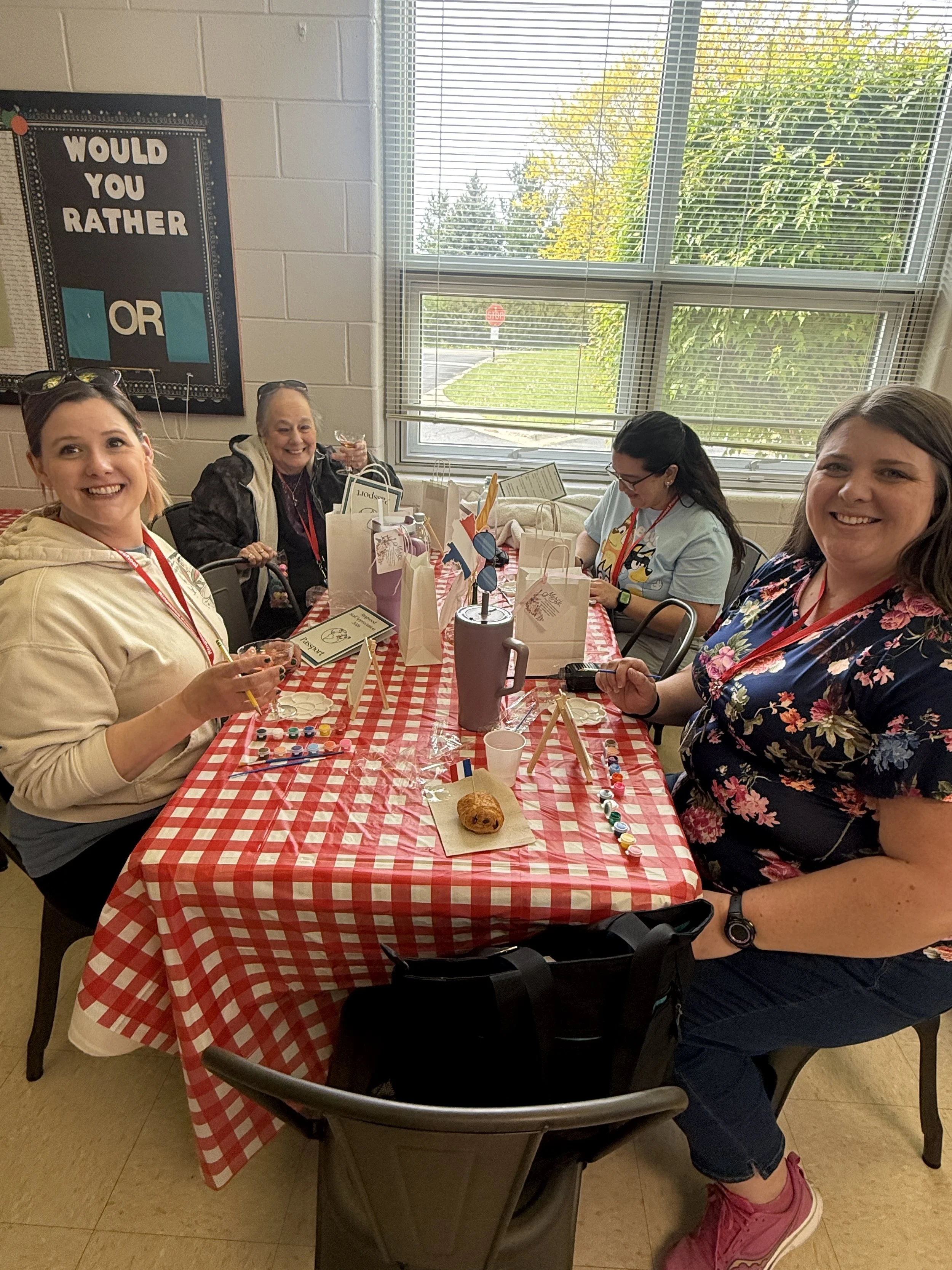 Finding your Picasso: Staff enjoyed creating their own masterpieces in the staff lounge. 