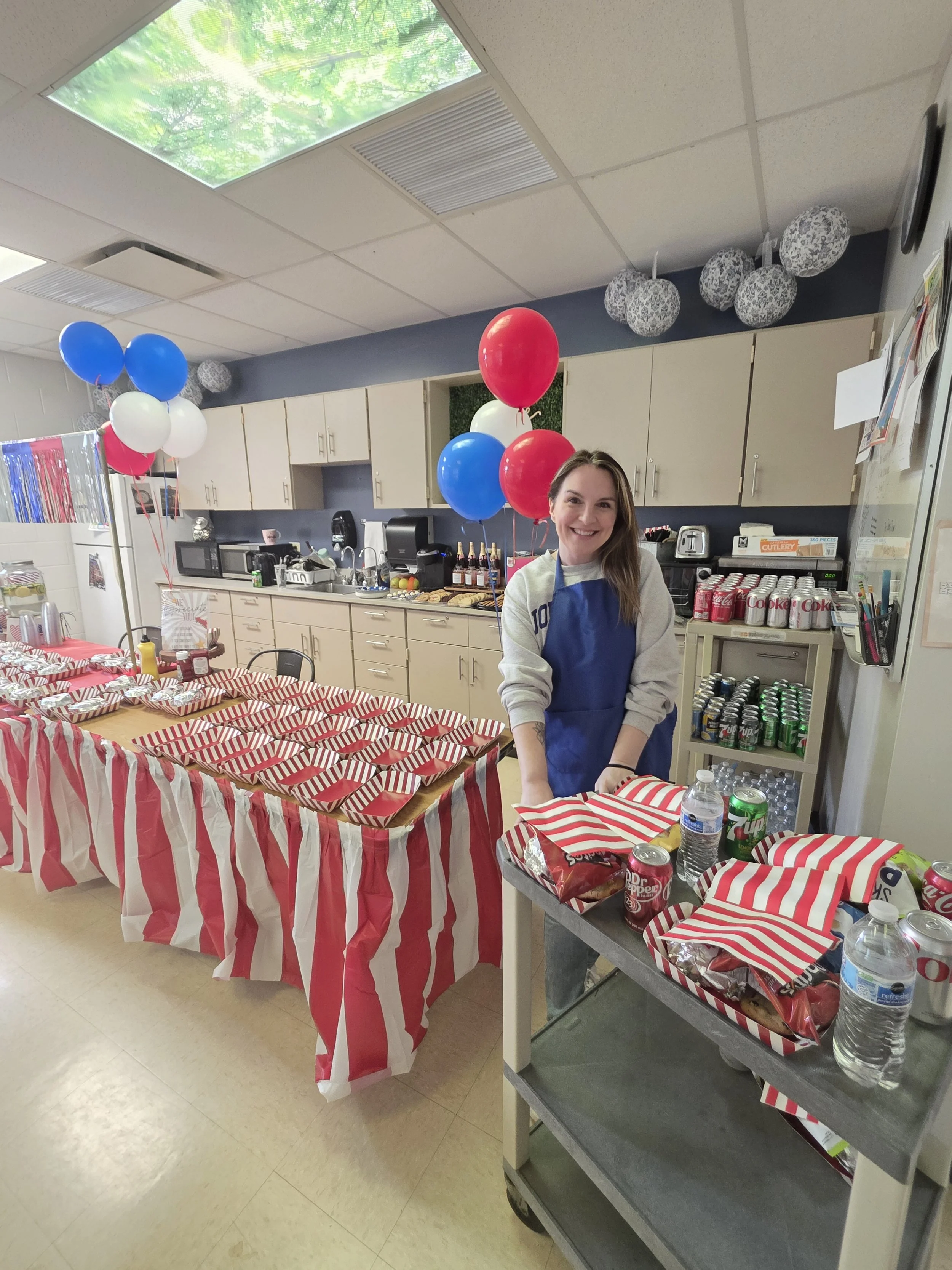 USA Day: The finale of the trip around the world was a last stop in the USA. Carnival complete with hotdogs, chips, and dunk the principal in a dunk tank. Rent them from your local rental shop believe it or not! 