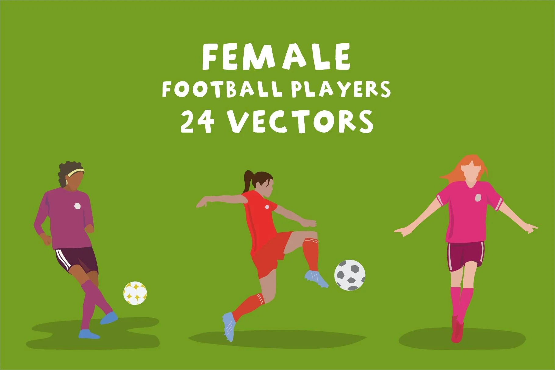 Women's Football Players Vector Pack