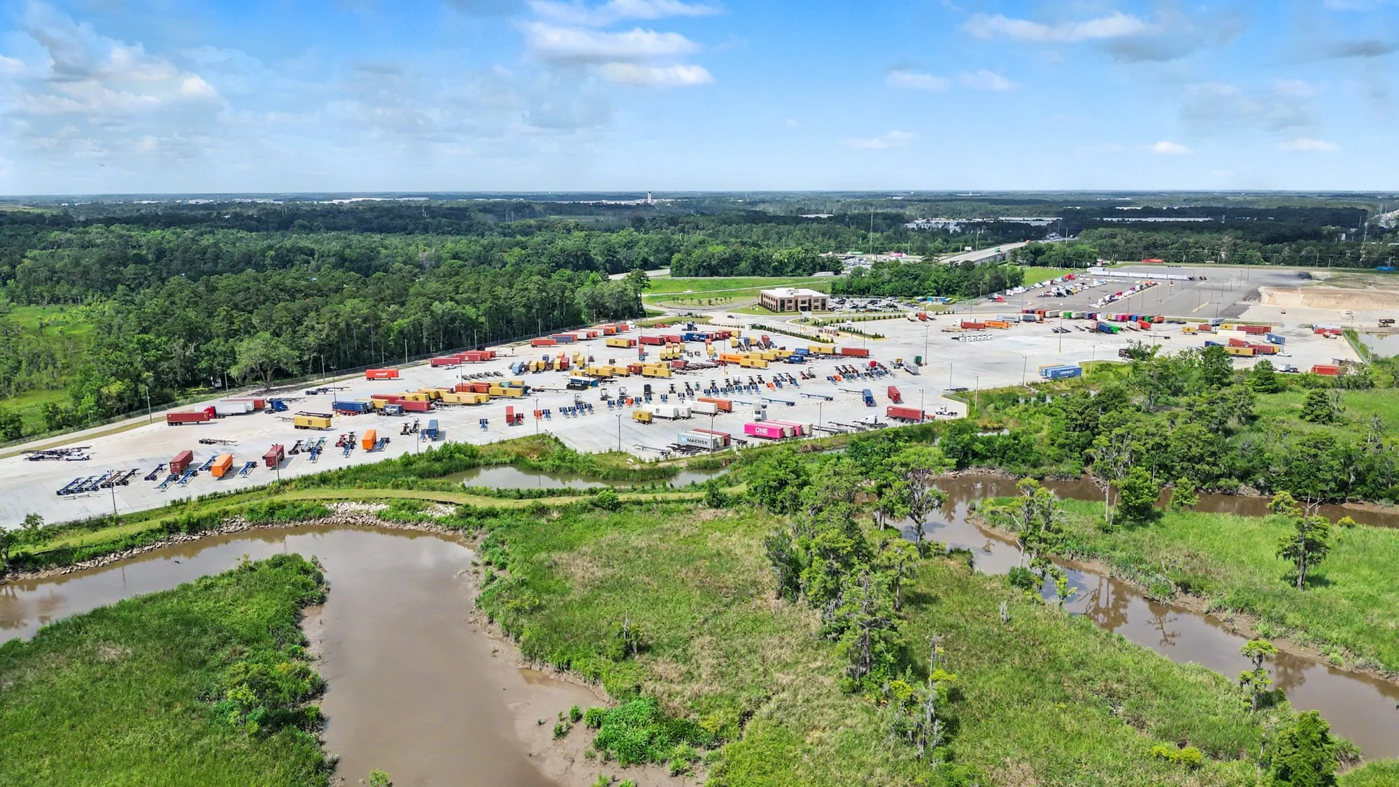 Overview of the container storage yard at Savannah Global Logistics Park