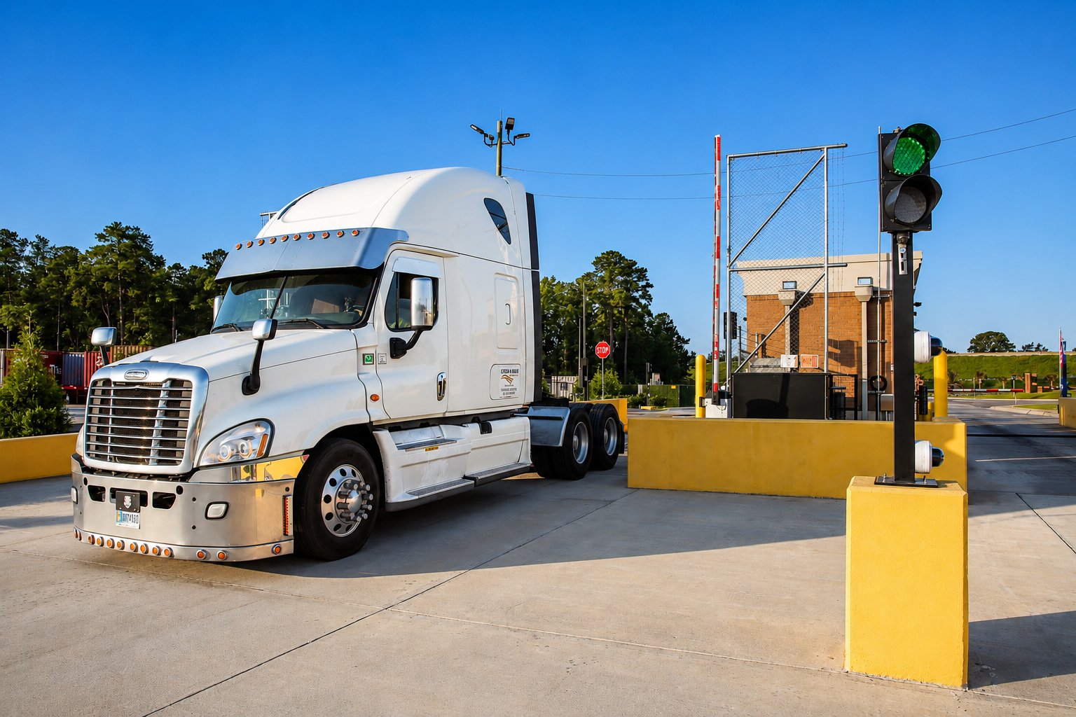 Semi-truck entering the Savannah Global Logistics Park secure gates