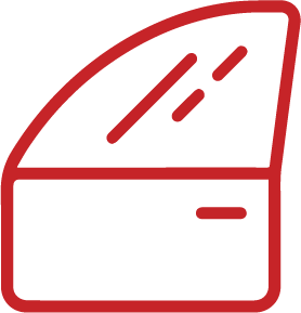 Illustration of a car window in red outline