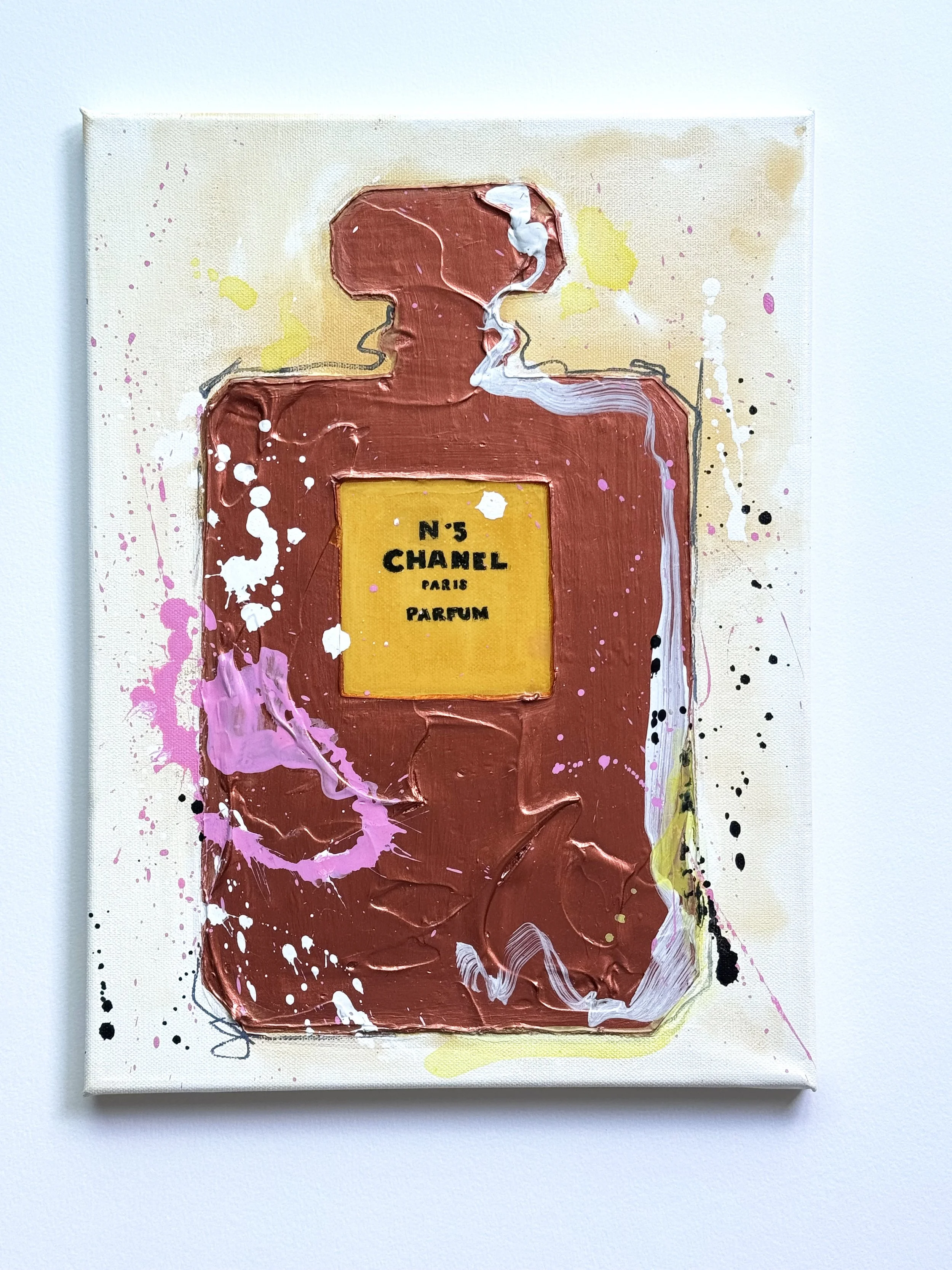 BRONZE COCO No. 5 Inspired Perfume bottle painting on canvas