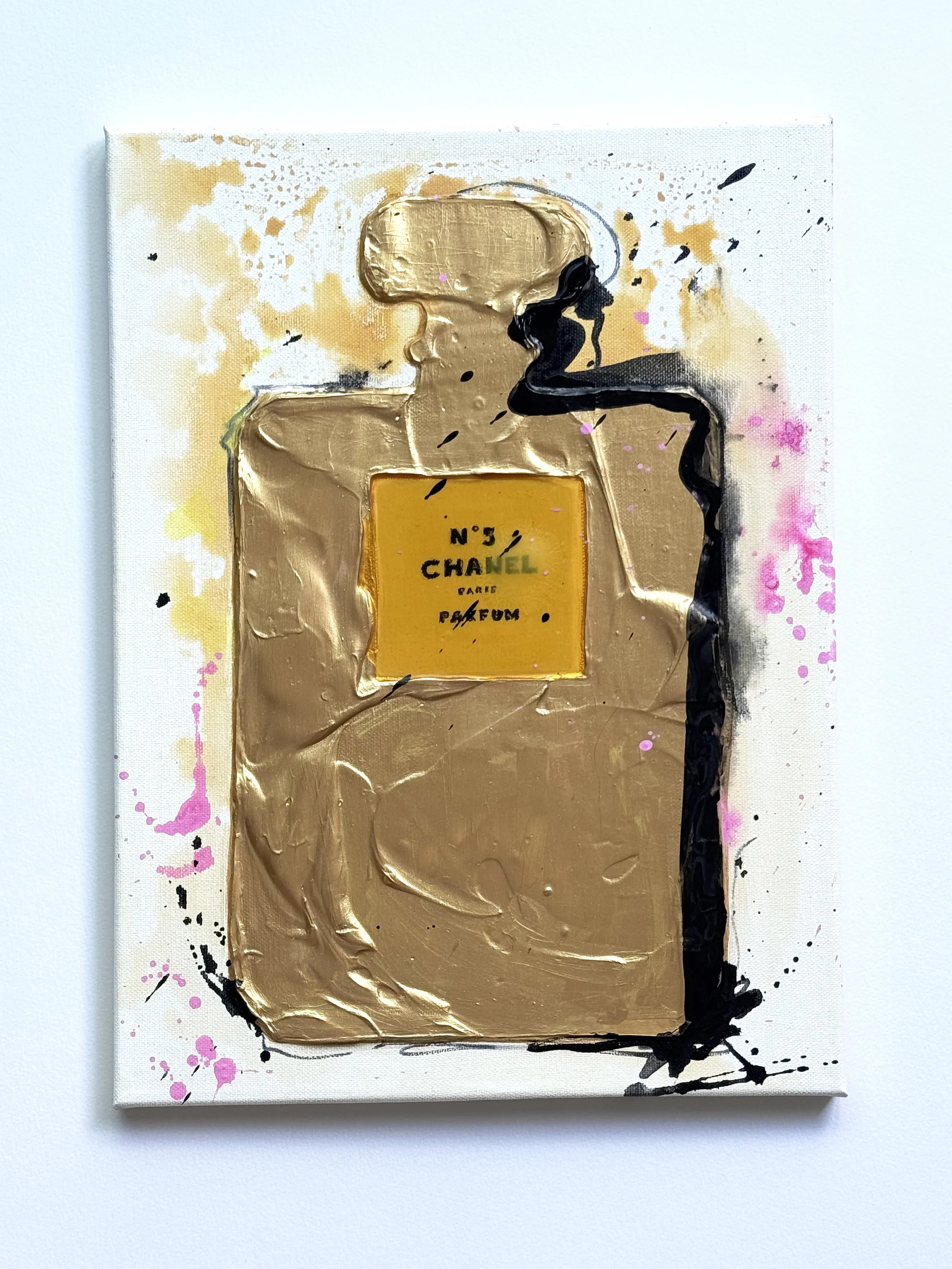 GOLD COCO No. 5 Inspired Perfume bottle painting on canvas