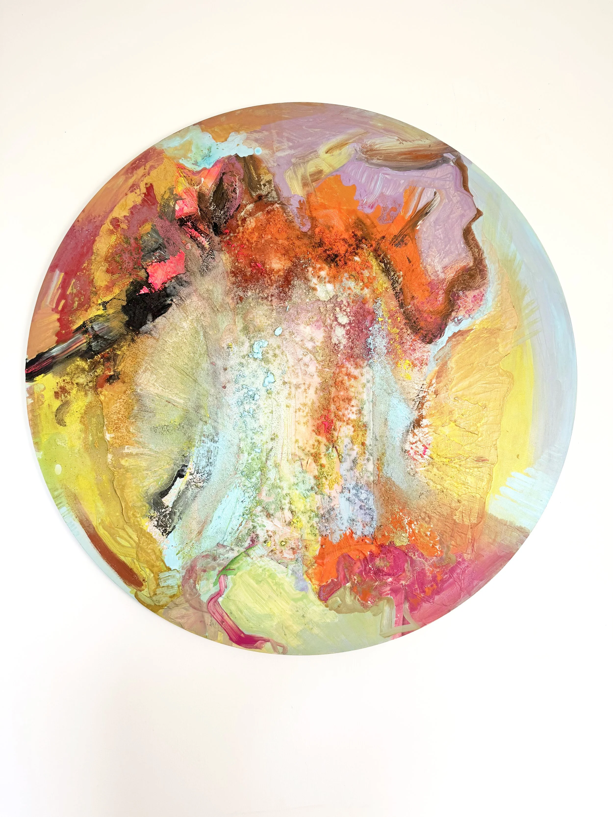 Neo Erosion 3D Textured Art Original Painting on Round Canvas