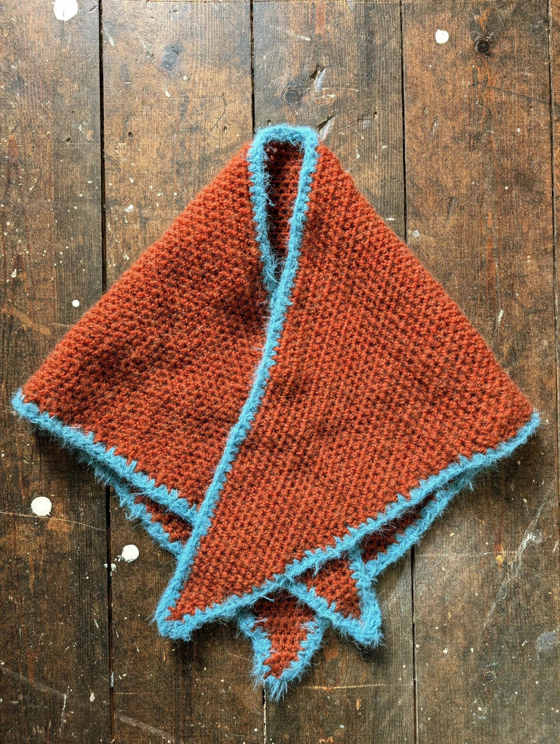 Triangle Scarf- Rust & Light Teal