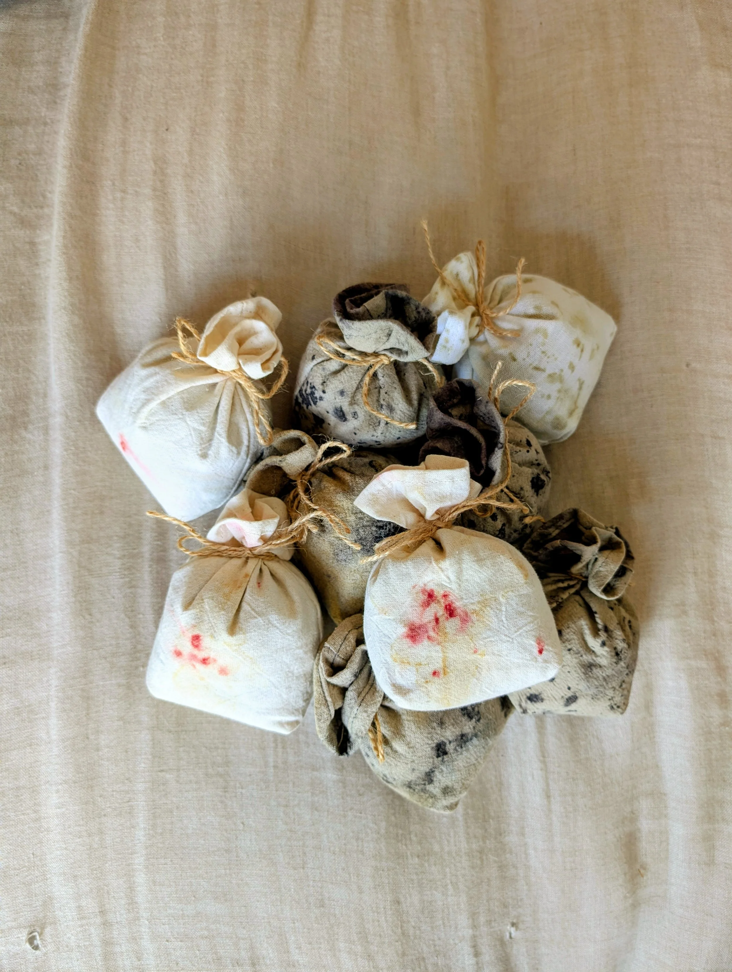Eco-Printed Lavender Bags-Eco-Printed Blue